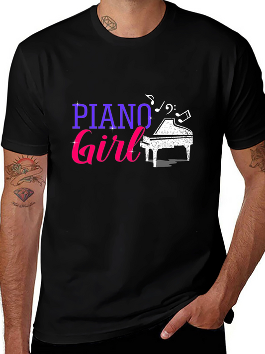Piano Girl Graphic Tee - Music Lover T-Shirt