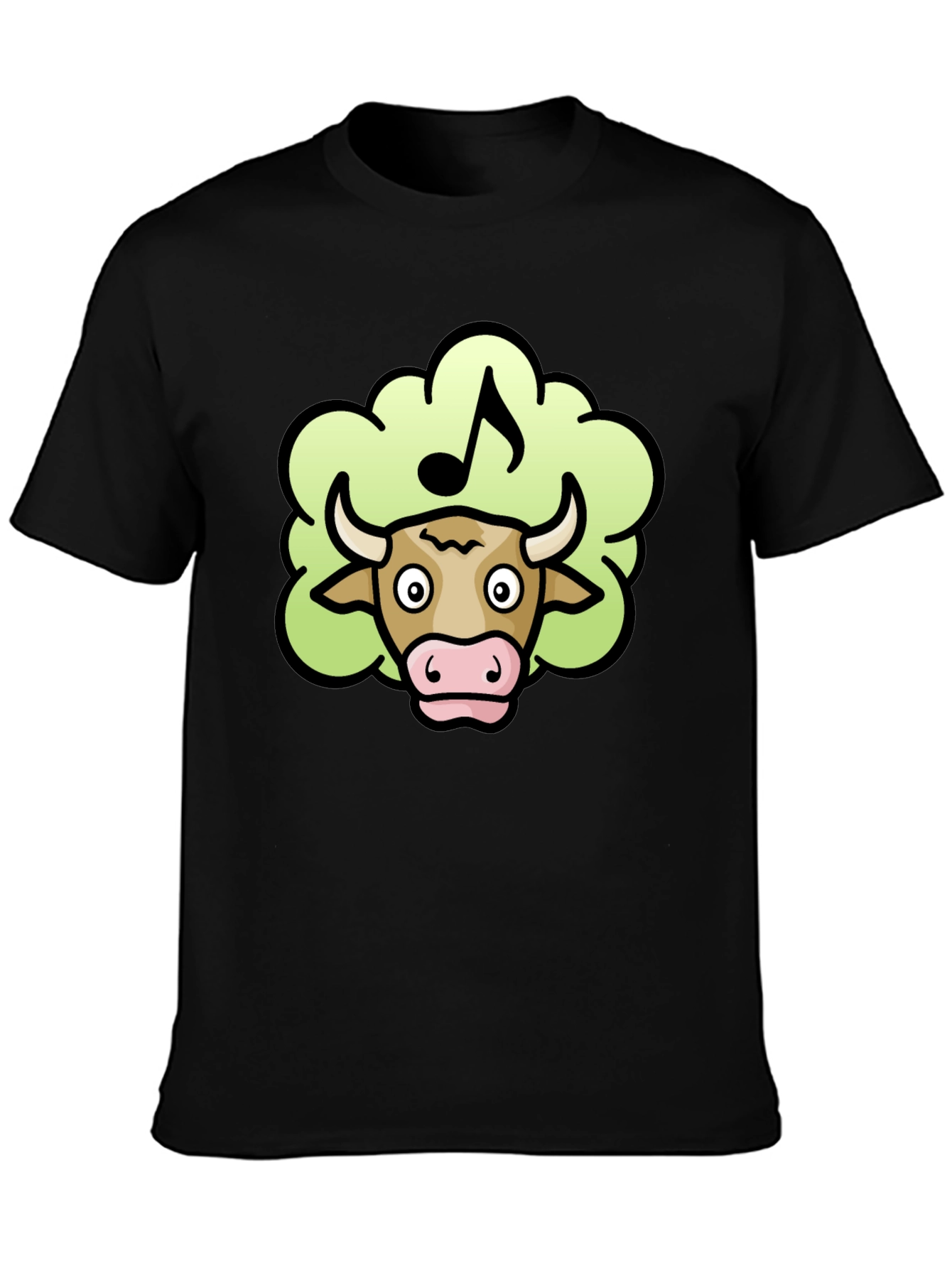 Musical Cow Tee - Black Cotton T-Shirt
