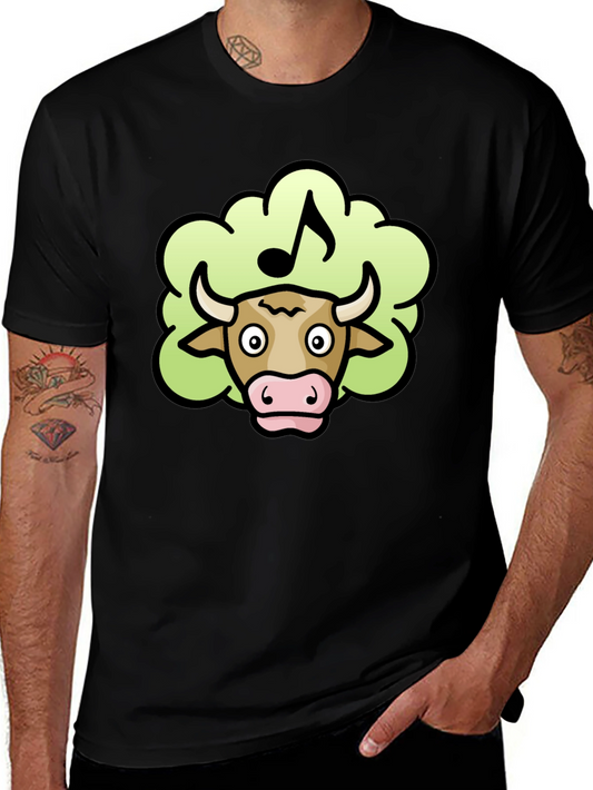 Musical Cow Tee - Black Cotton T-Shirt