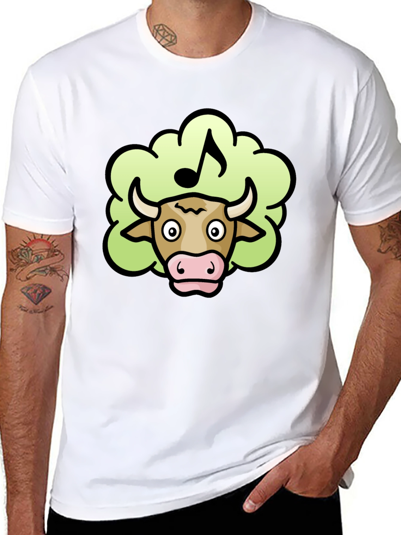 Musical Cow Tee - Black Cotton T-Shirt