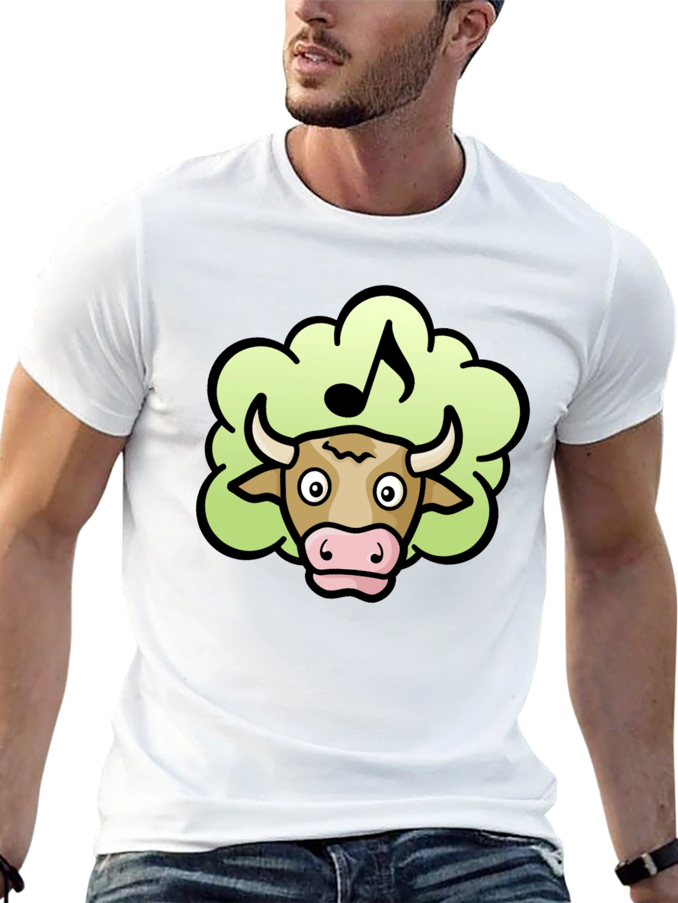 Musical Cow Tee - Black Cotton T-Shirt