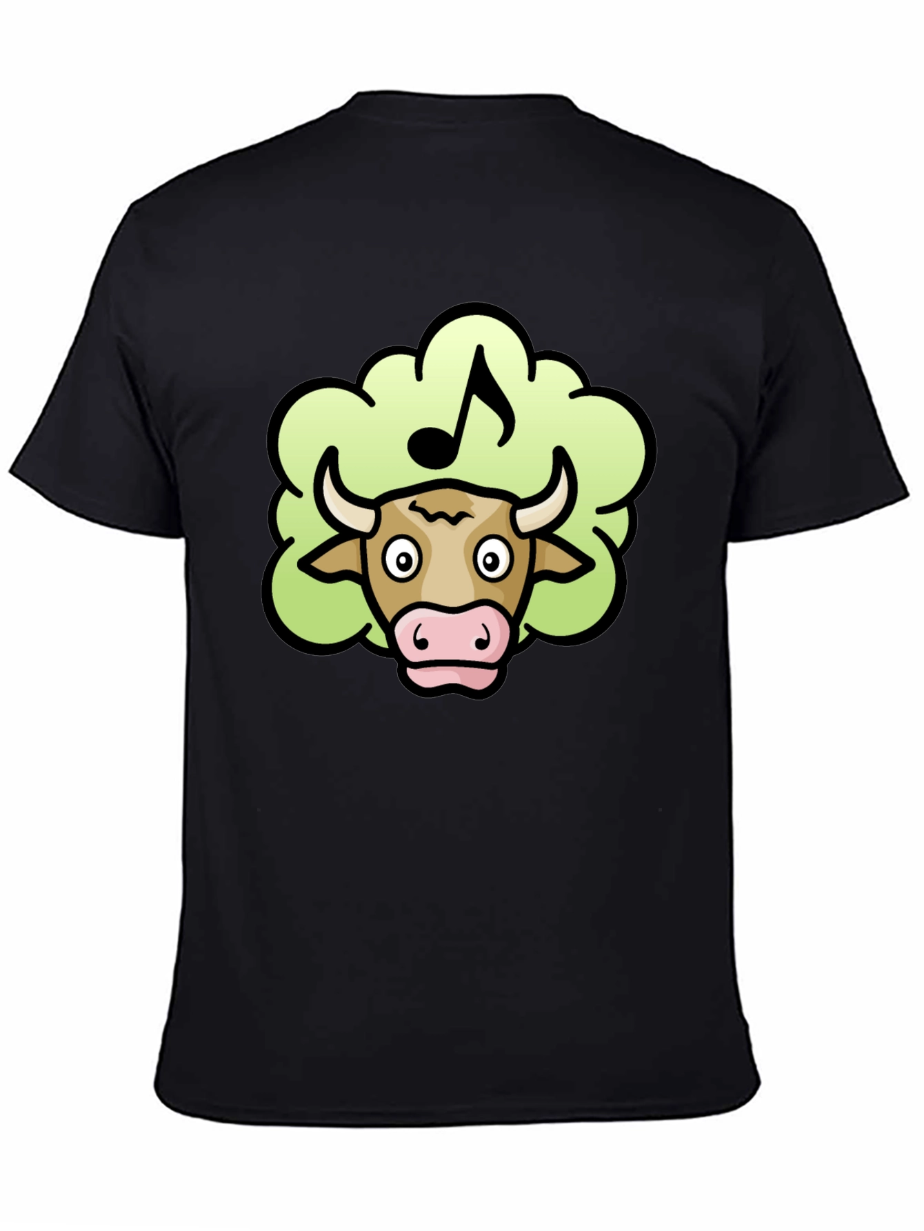 Musical Cow Tee - Black Cotton T-Shirt
