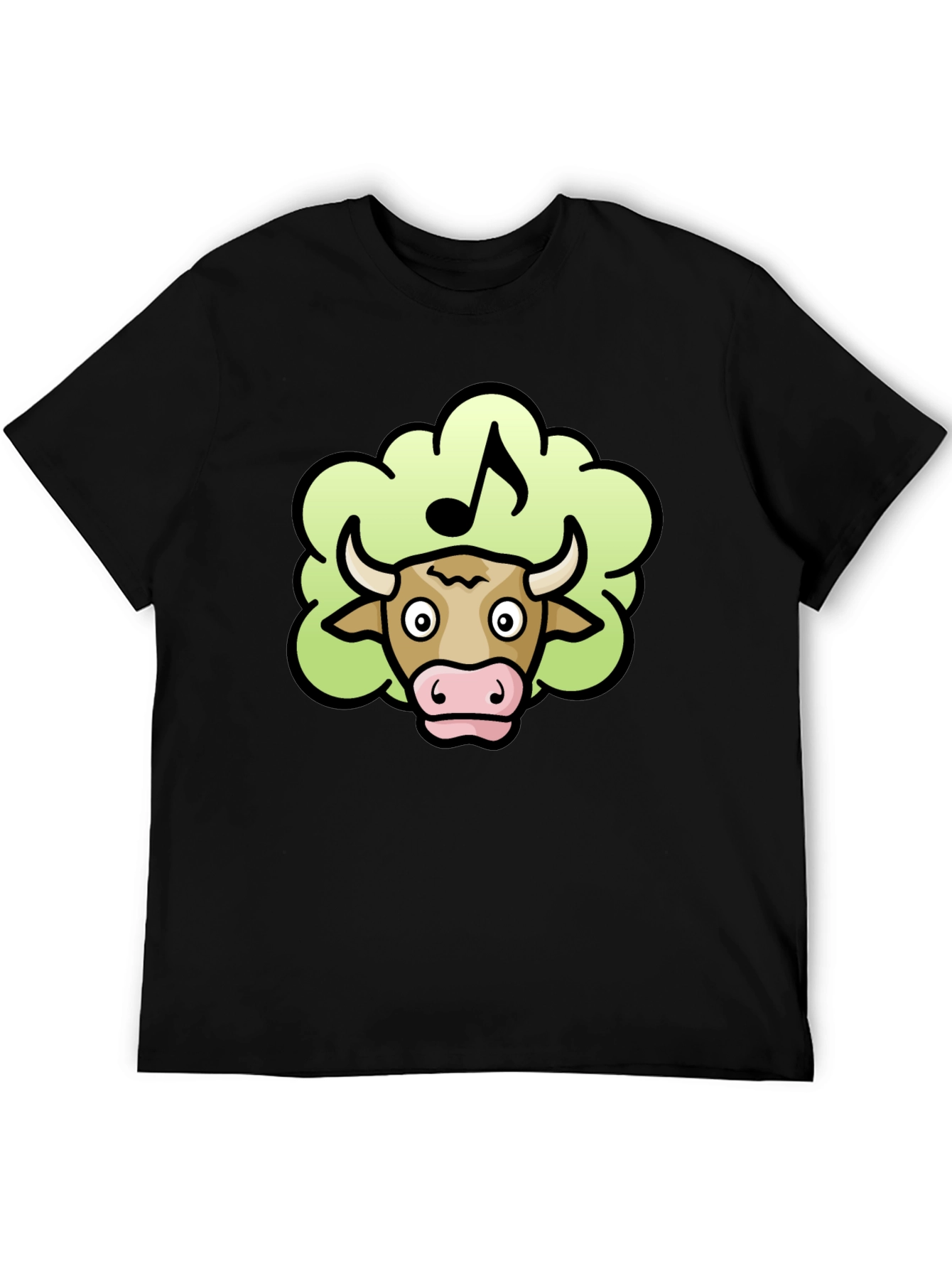 Musical Cow Tee - Black Cotton T-Shirt