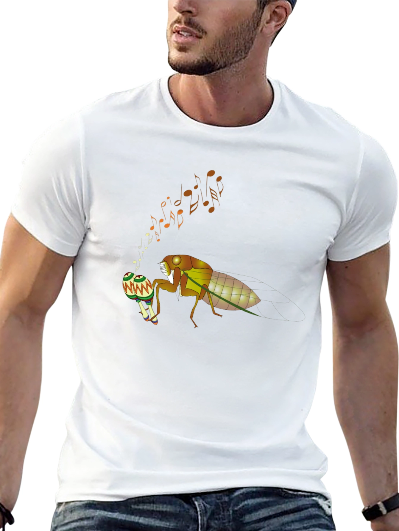Cicada Musician T-Shirt - Cool Bug Graphic Tee