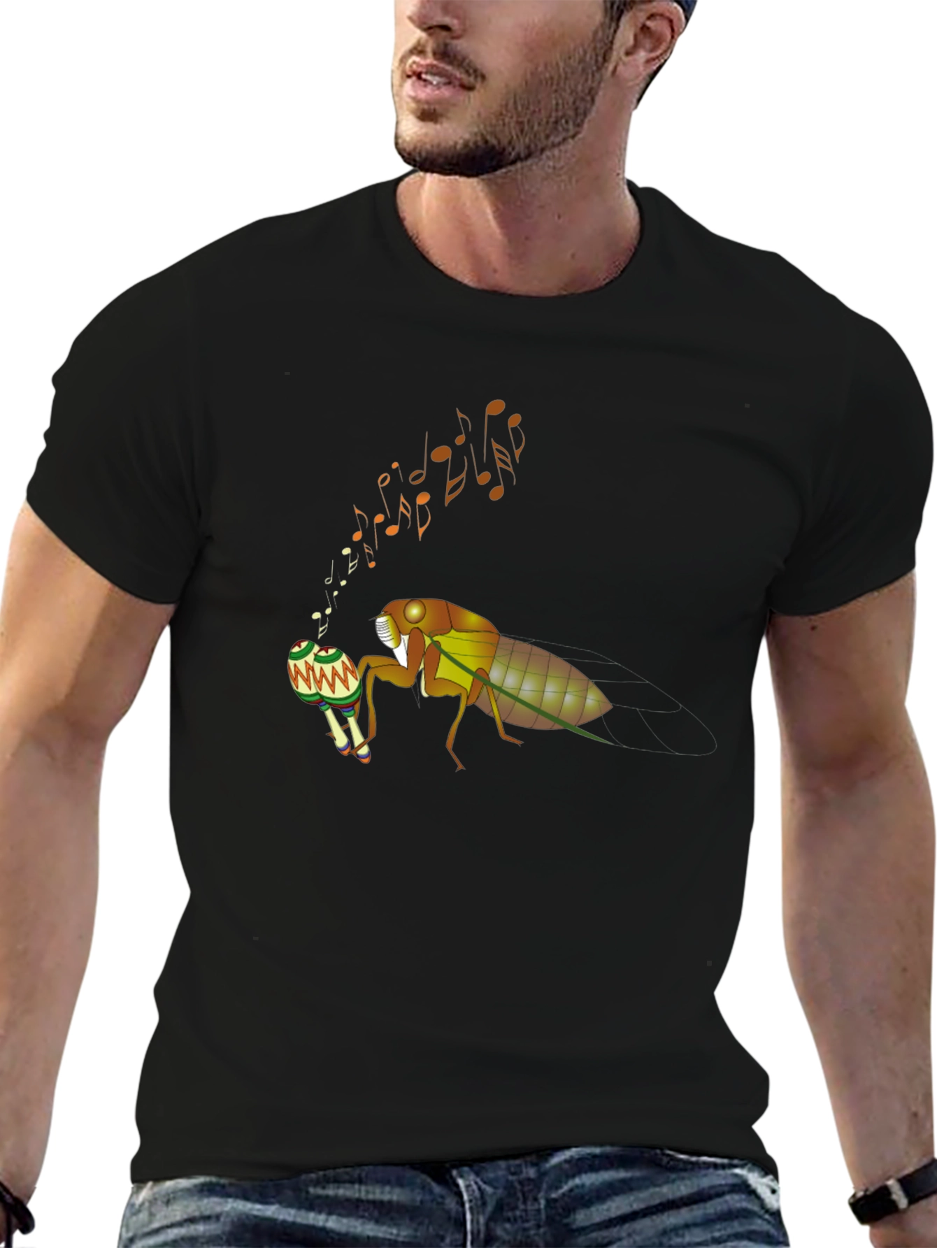 Cicada Musician T-Shirt - Cool Bug Graphic Tee