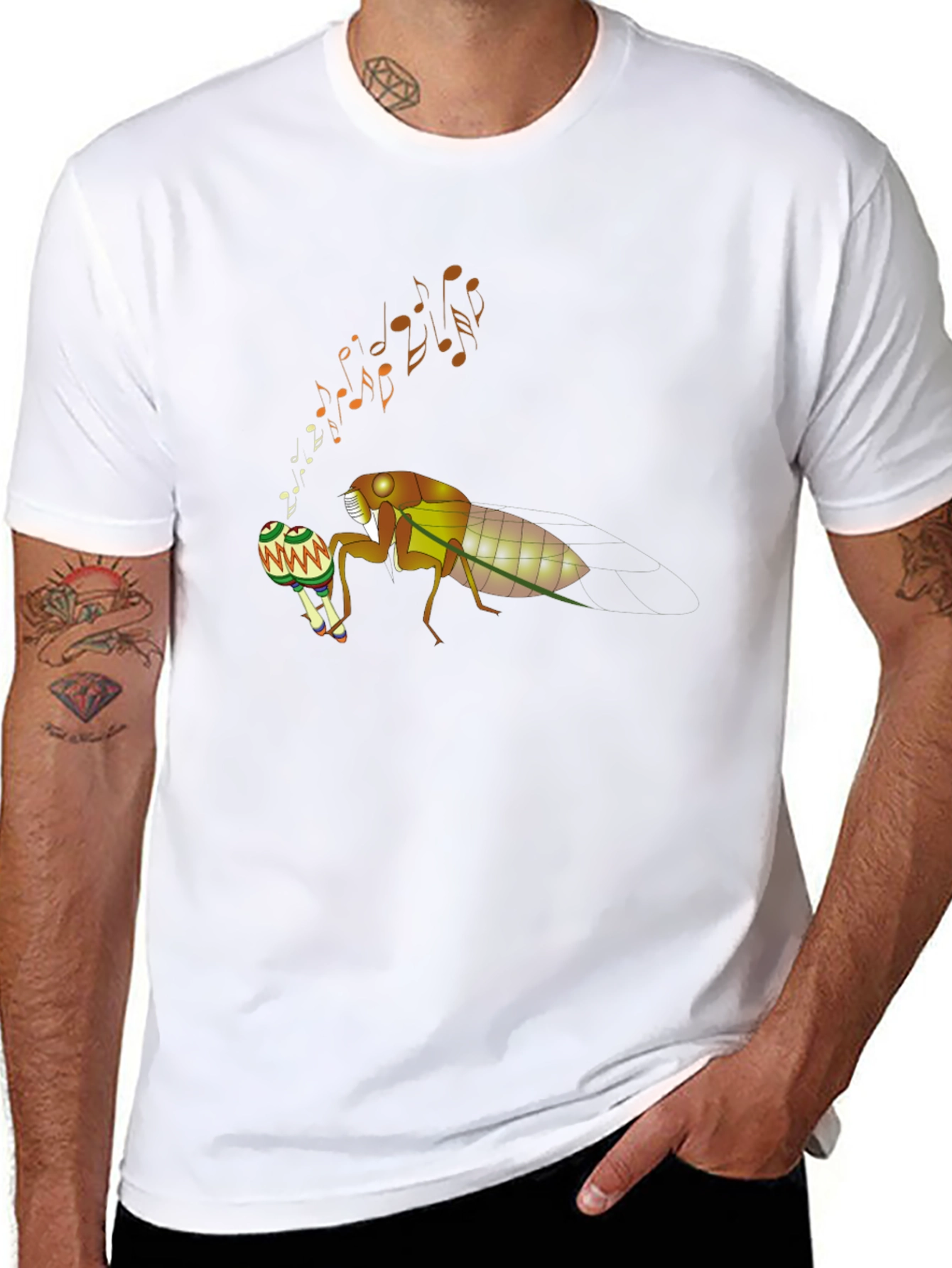 Cicada Musician T-Shirt - Cool Bug Graphic Tee