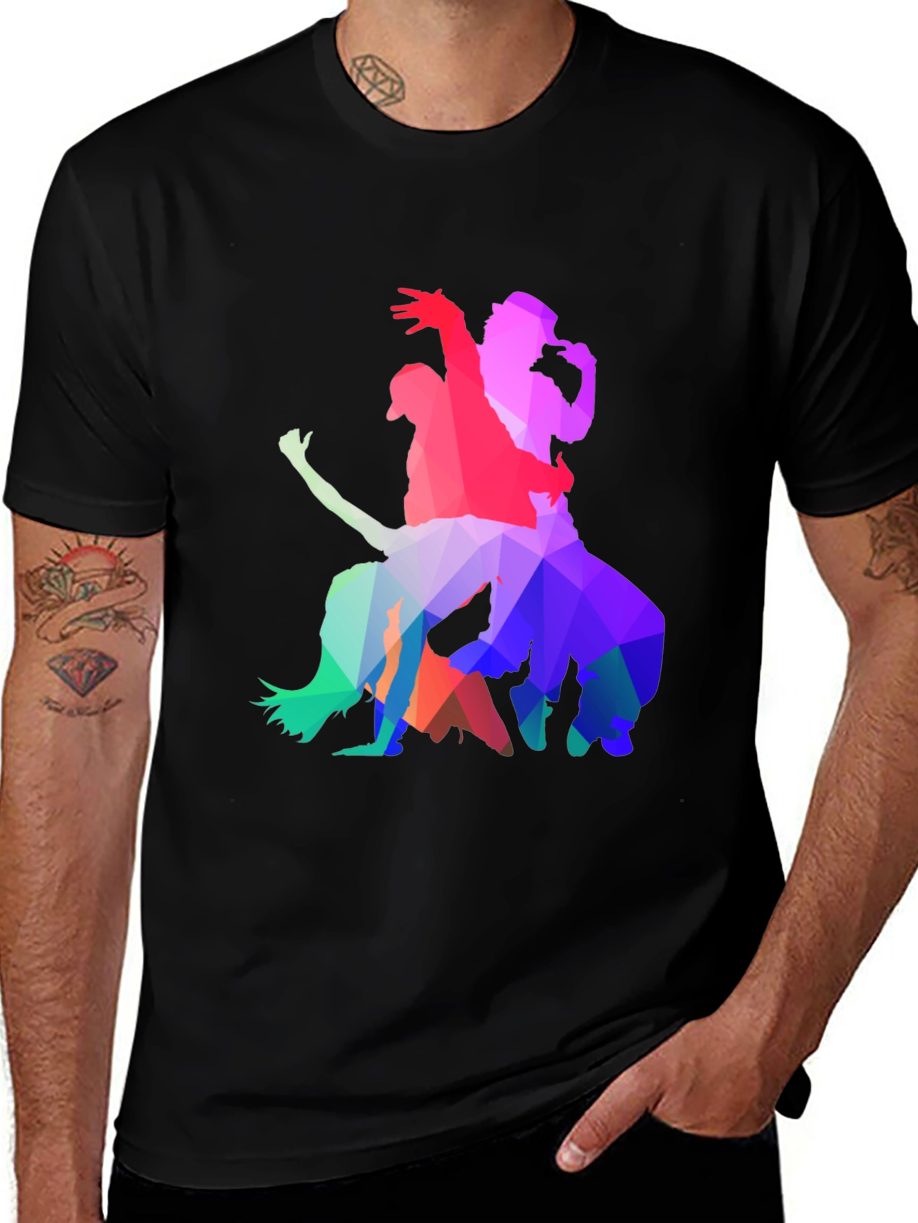 Geometric Dancer Silhouette Black T-Shirt