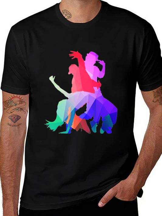 Geometric Dancer Silhouette Black T-Shirt