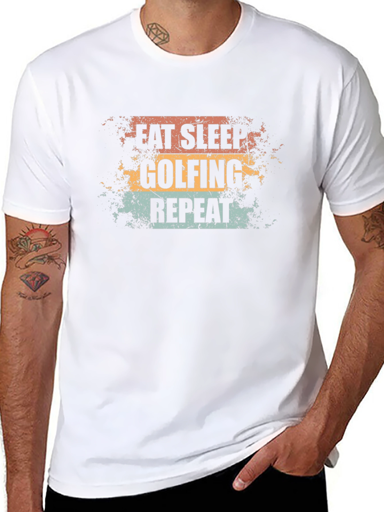 Eat Sleep Golfing Repeat Graphic Tee - Black