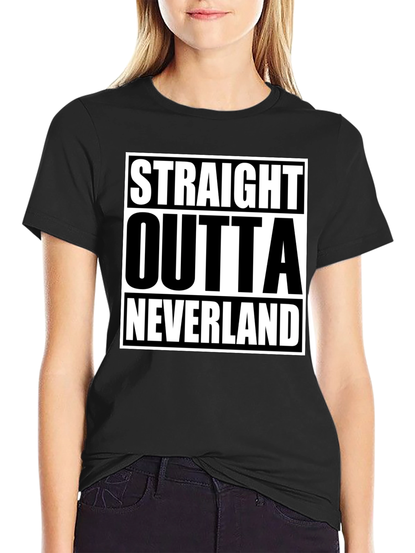 Straight Outta Neverland Black T-Shirt