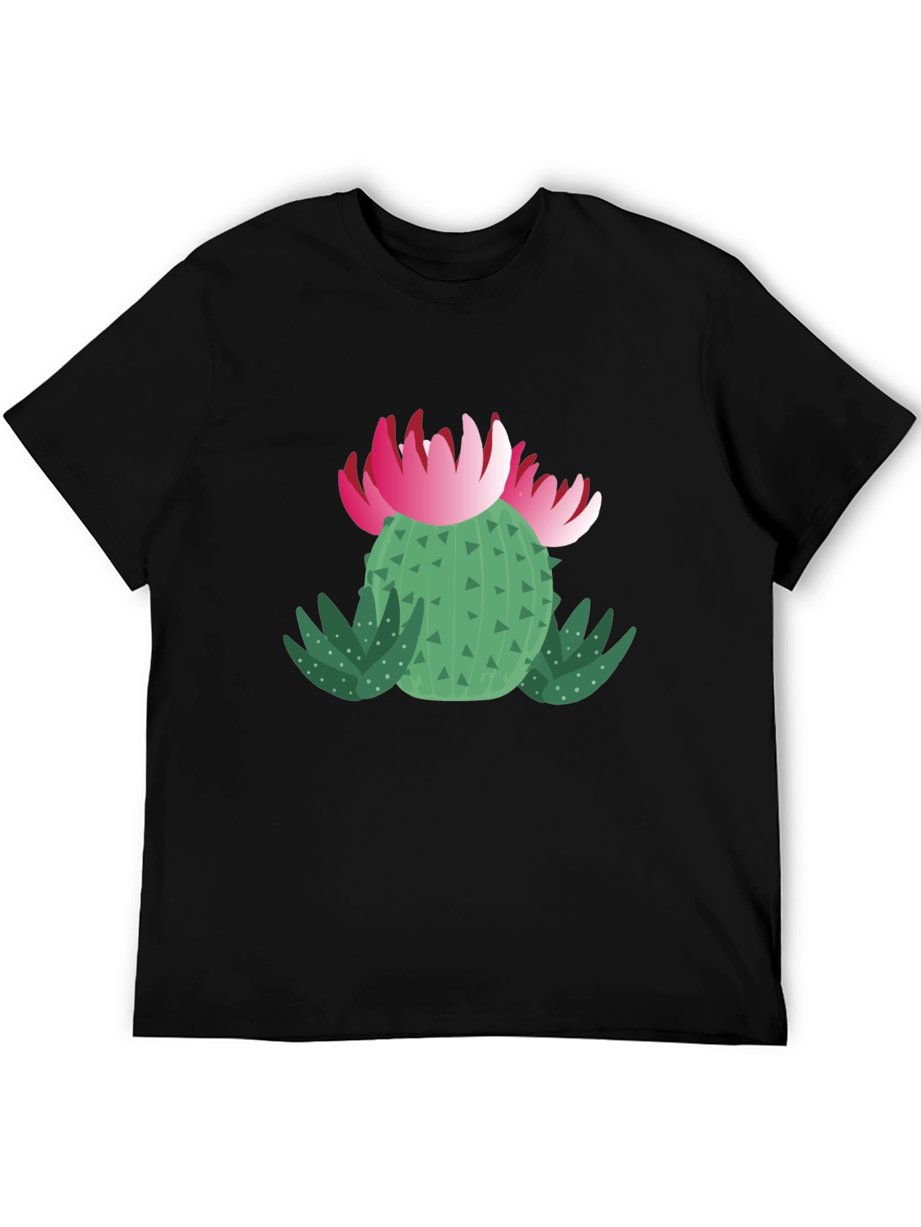Cactus Flower Graphic T-Shirt - Black Cotton Tee