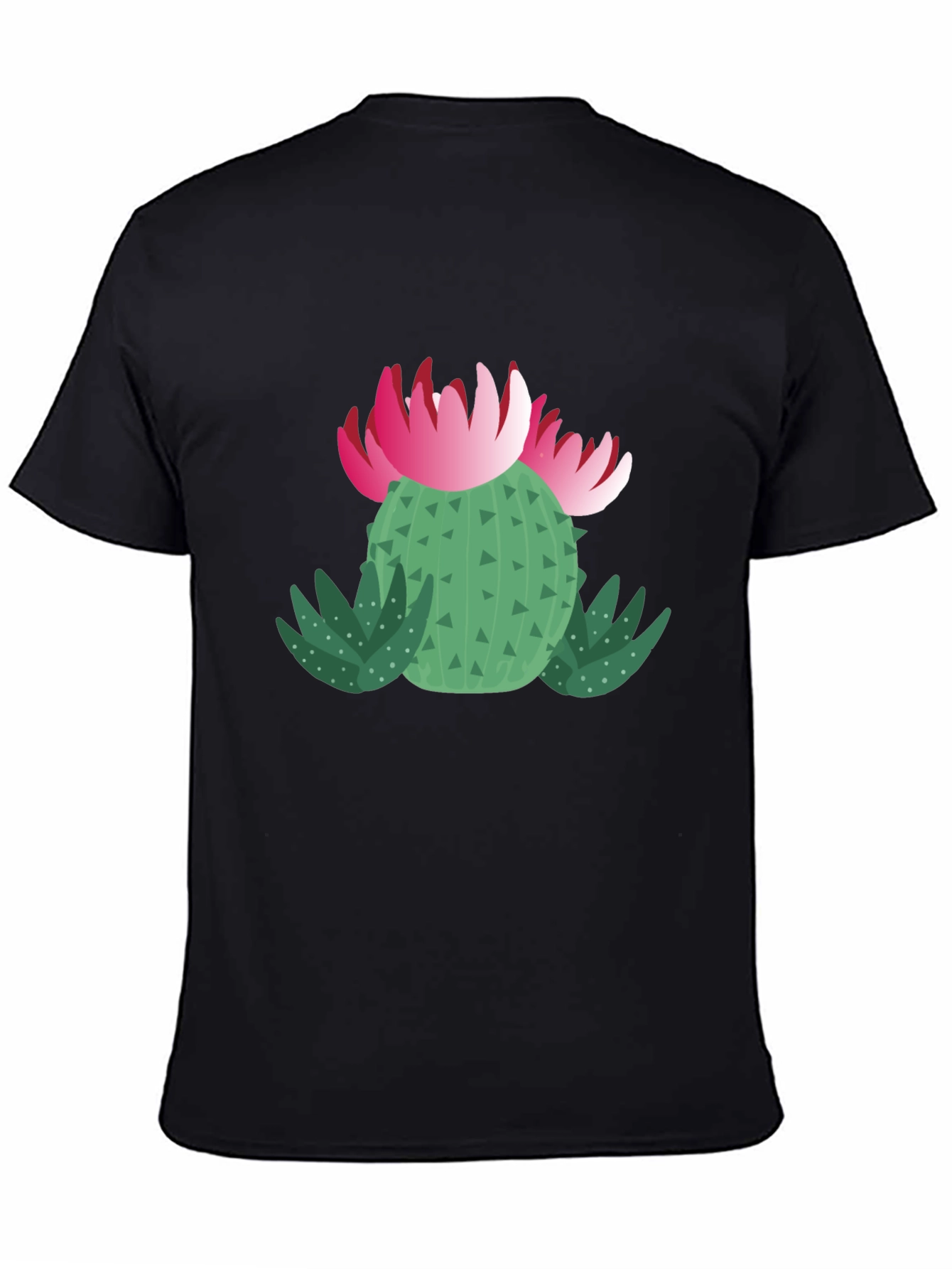 Cactus Flower Graphic T-Shirt - Black Cotton Tee