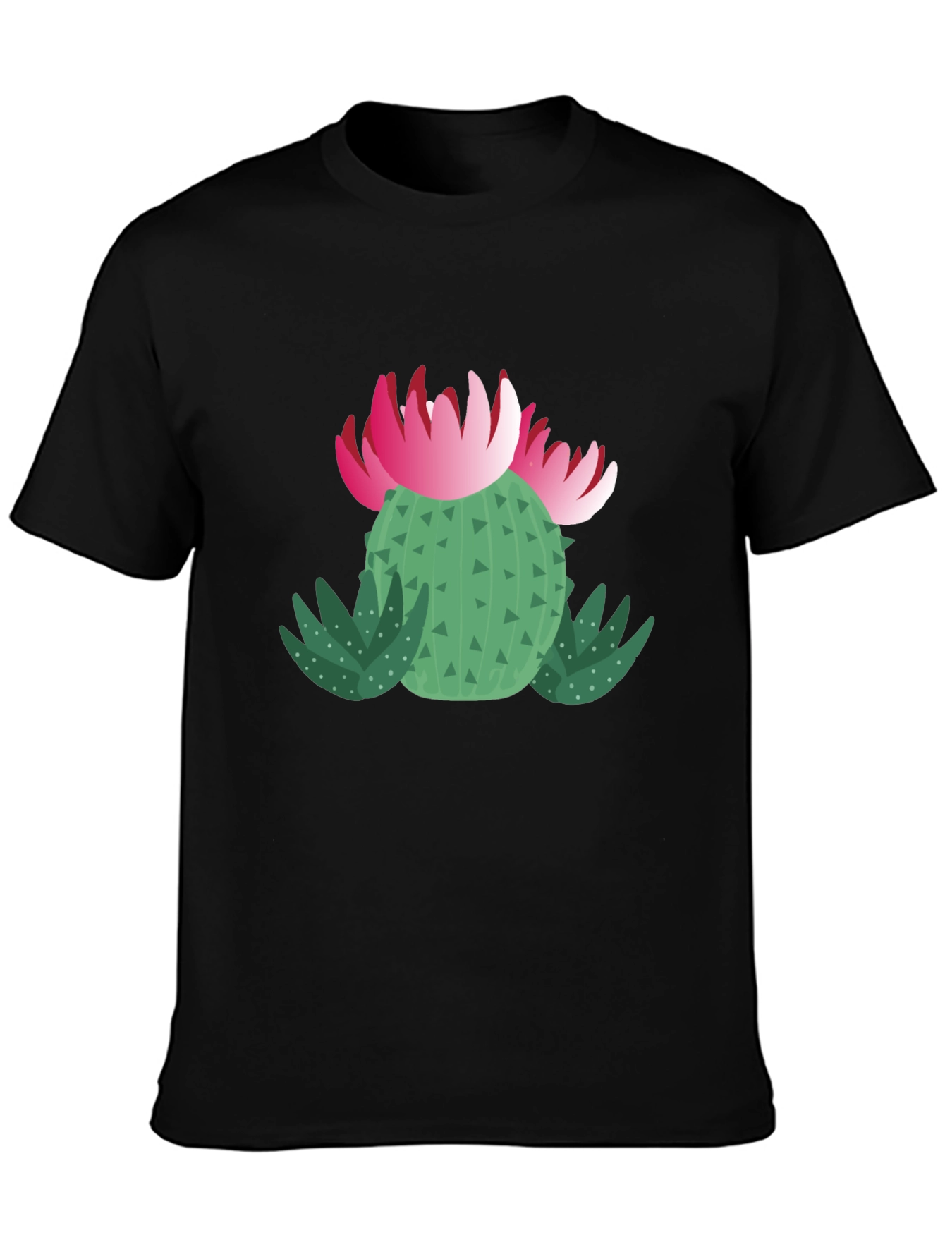 Cactus Flower Graphic T-Shirt - Black Cotton Tee