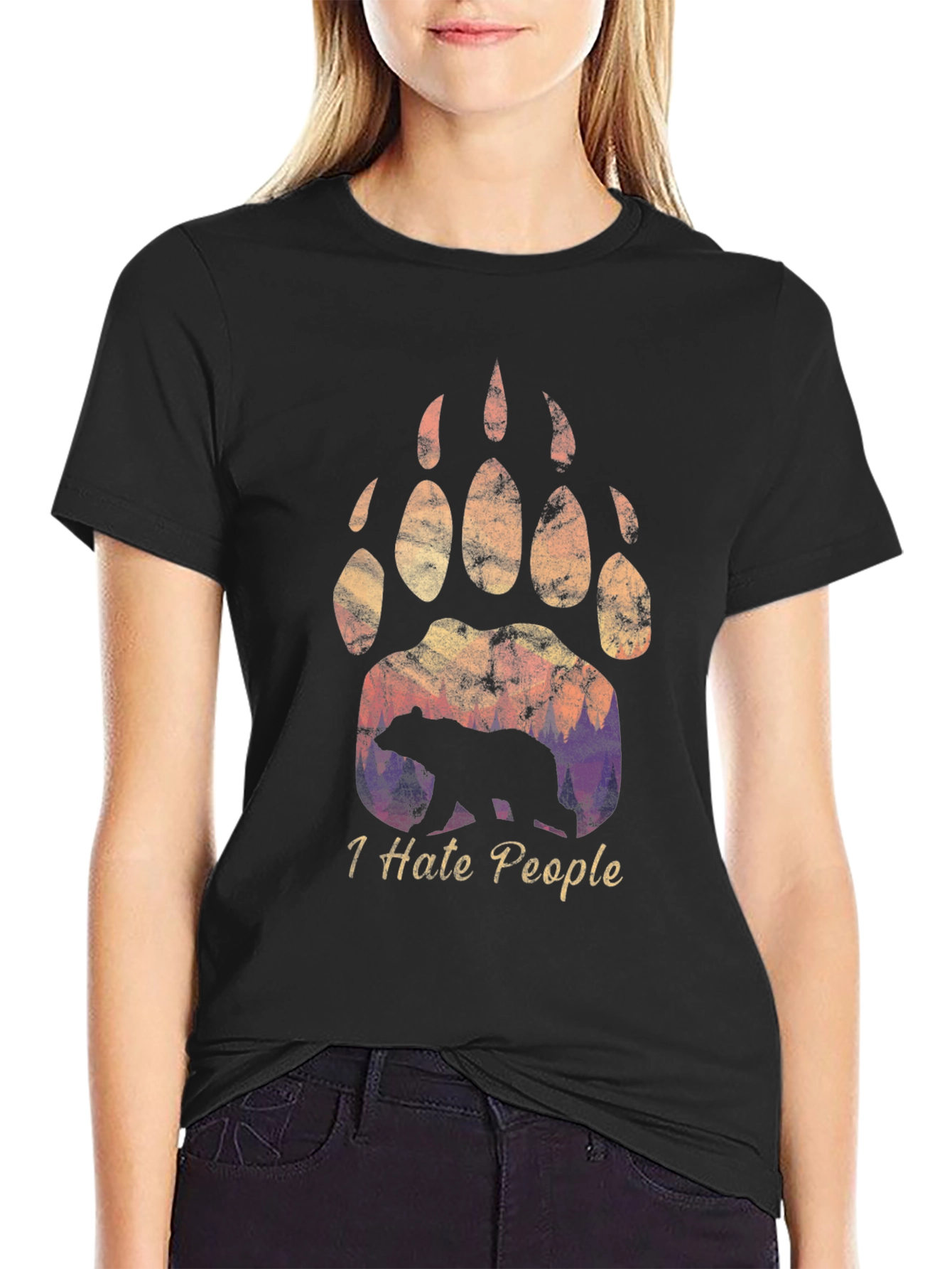 I Hate People Bear Paw T-Shirt