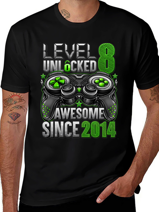Level 8 Unlocked Awesome Since 2014 Gaming T-Shirt