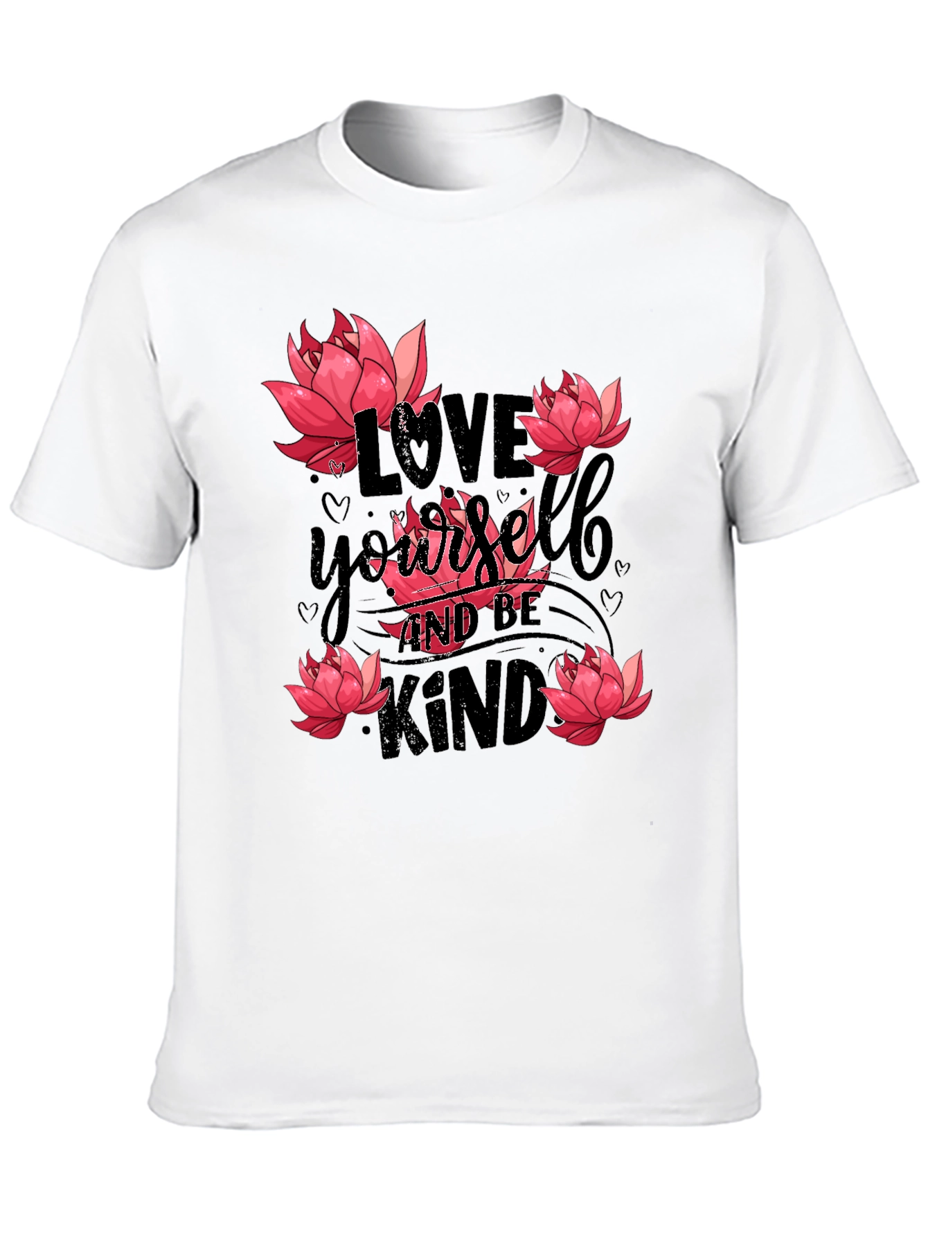 Love Yourself T-Shirt with Floral Lotus Design