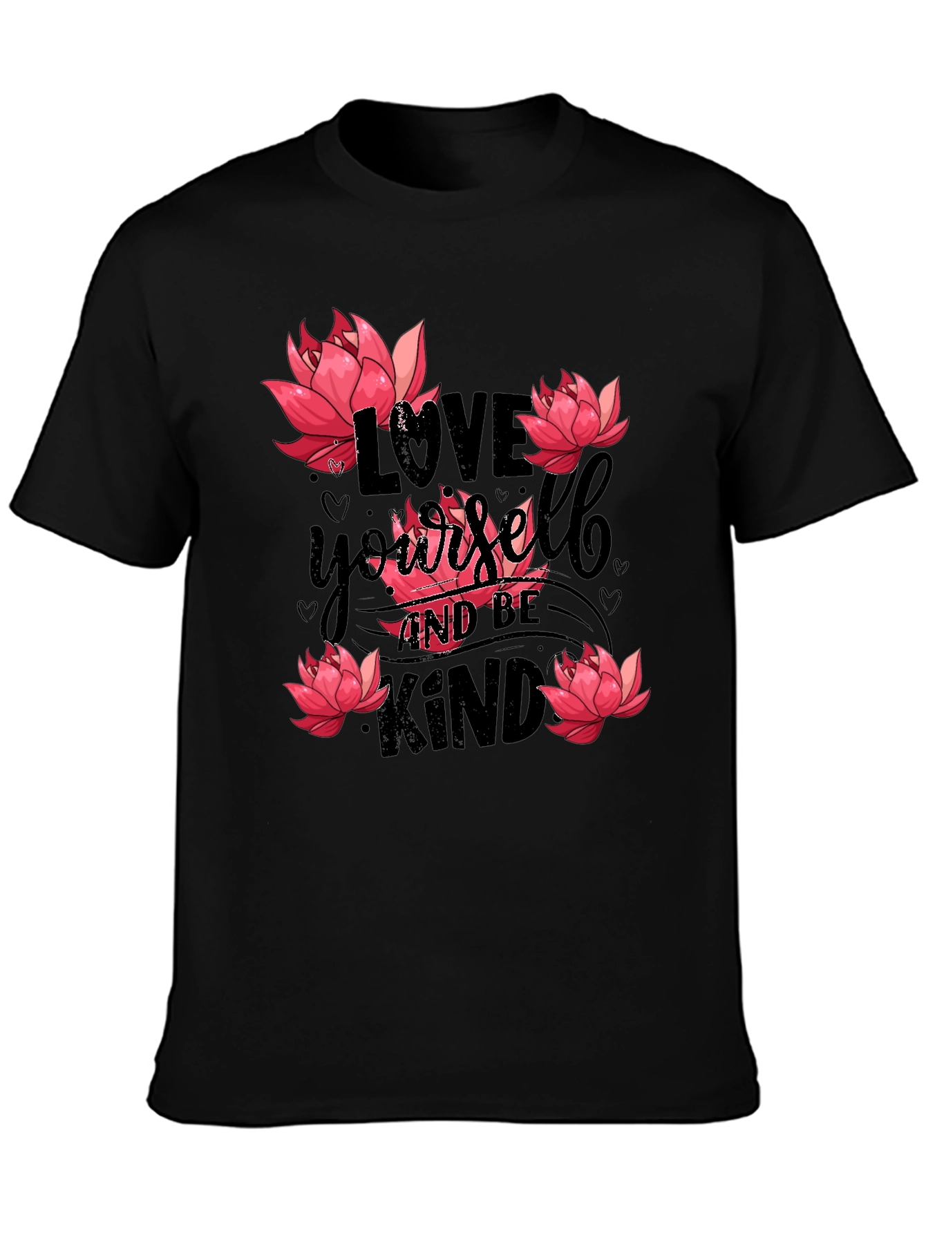Love Yourself T-Shirt with Floral Lotus Design