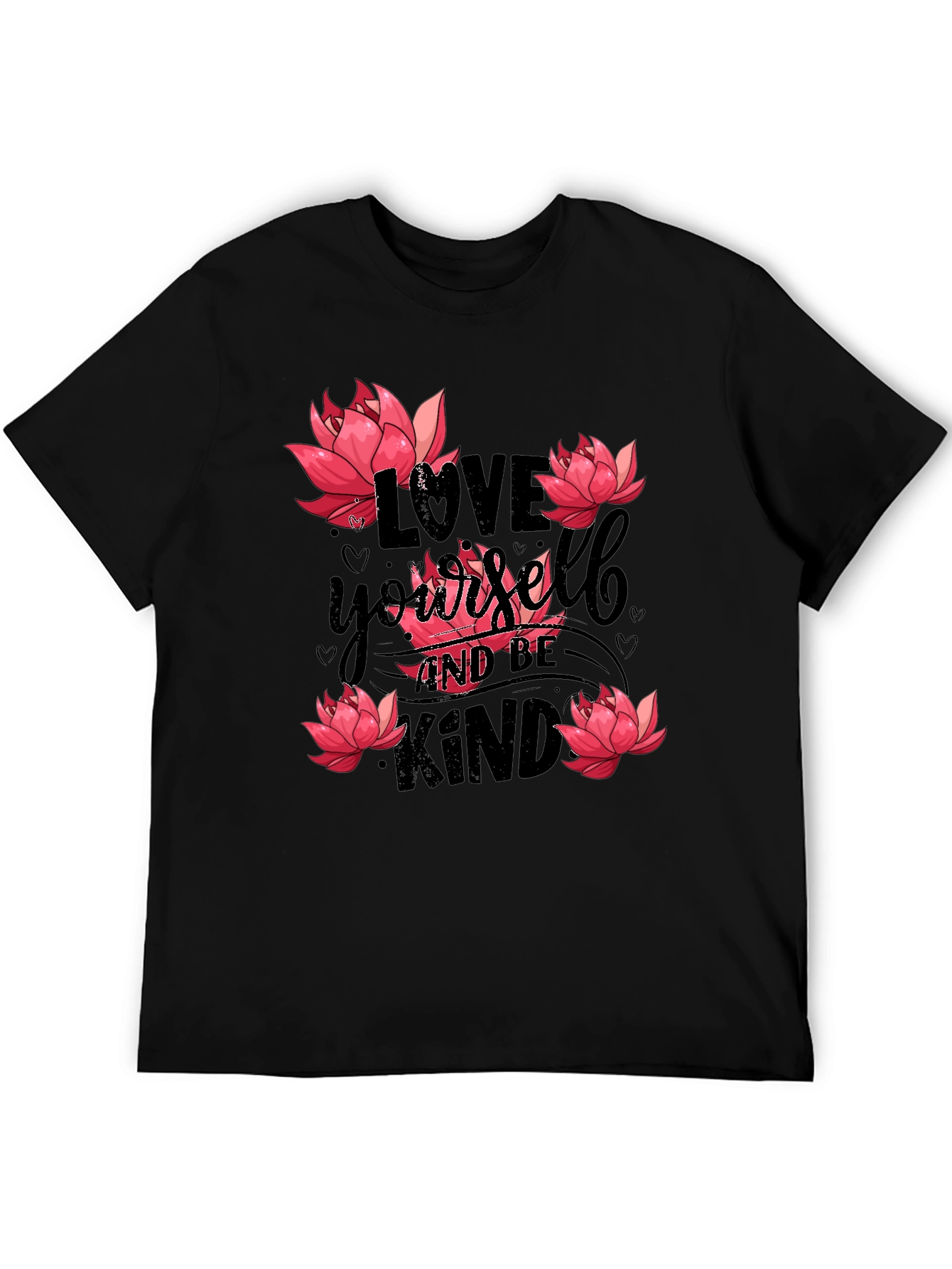 Love Yourself T-Shirt with Floral Lotus Design