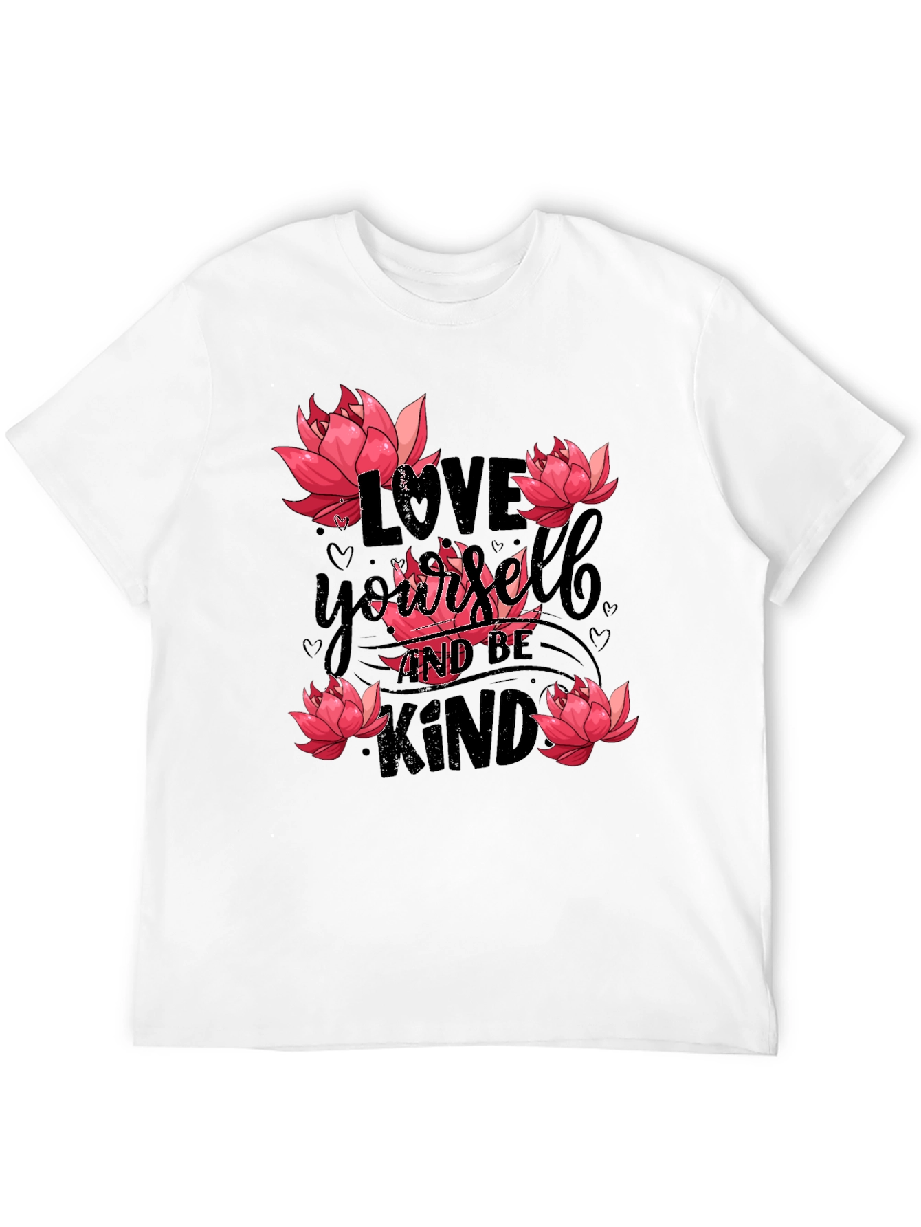 Love Yourself T-Shirt with Floral Lotus Design