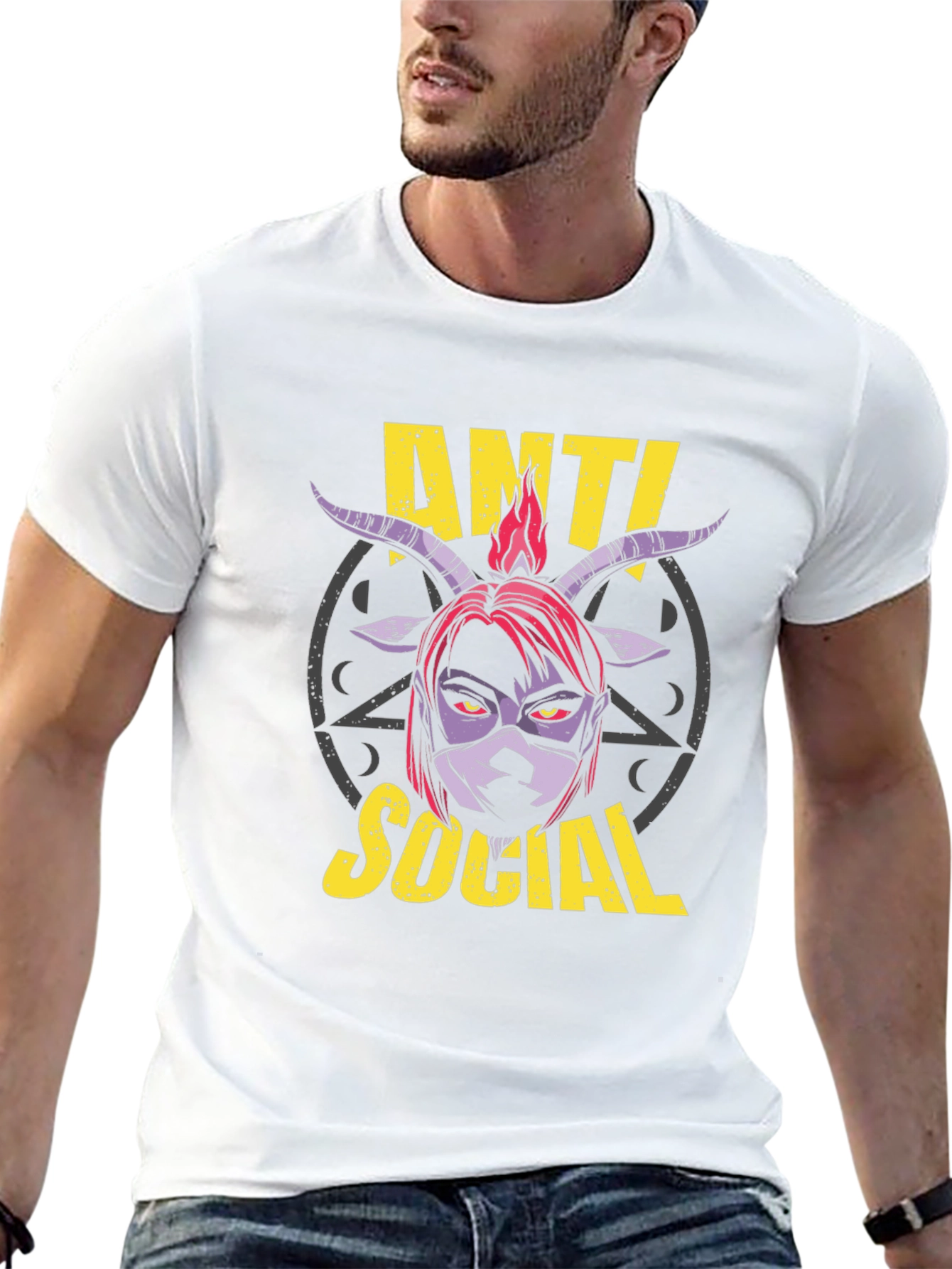 Anti Social Graphic Print Black T-Shirt