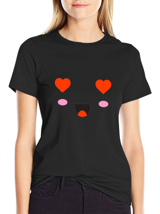 Kawaii Heart Eyes Black T-Shirt