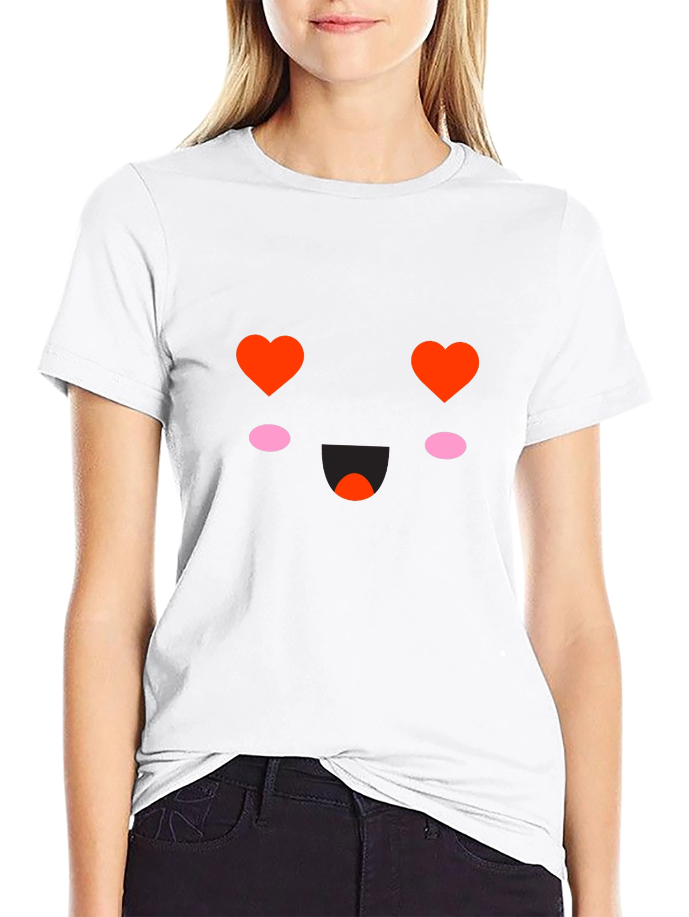 Kawaii Heart Eyes Black T-Shirt