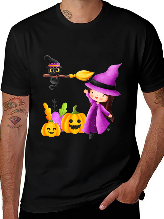 Halloween Witch & Cat T-Shirt