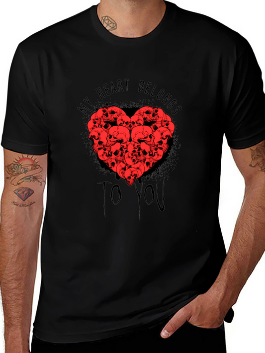 Skull Heart Graphic T-Shirt - My Heart Belongs To You