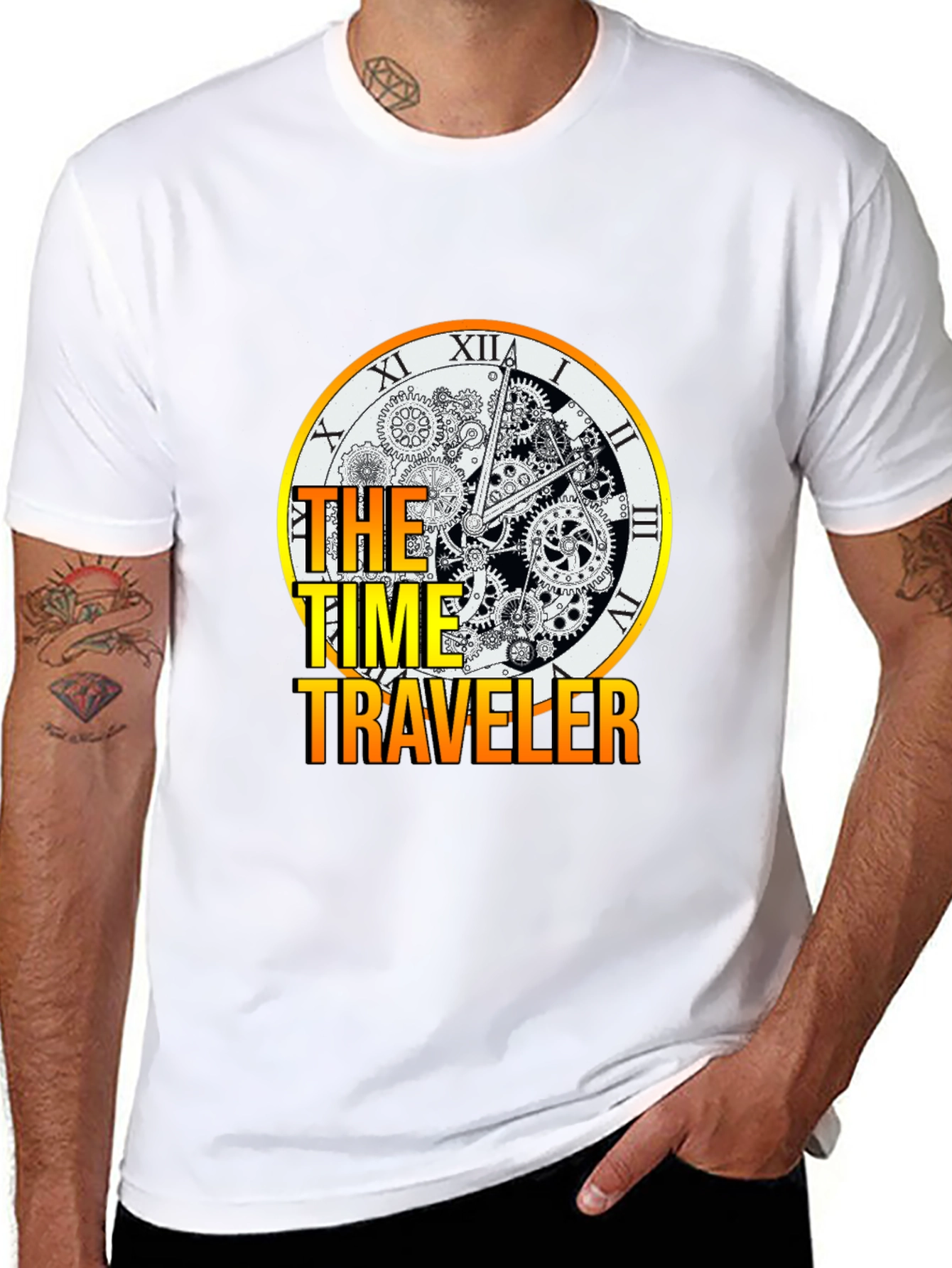 Time Traveler Graphic Tee - Steampunk Clock Design