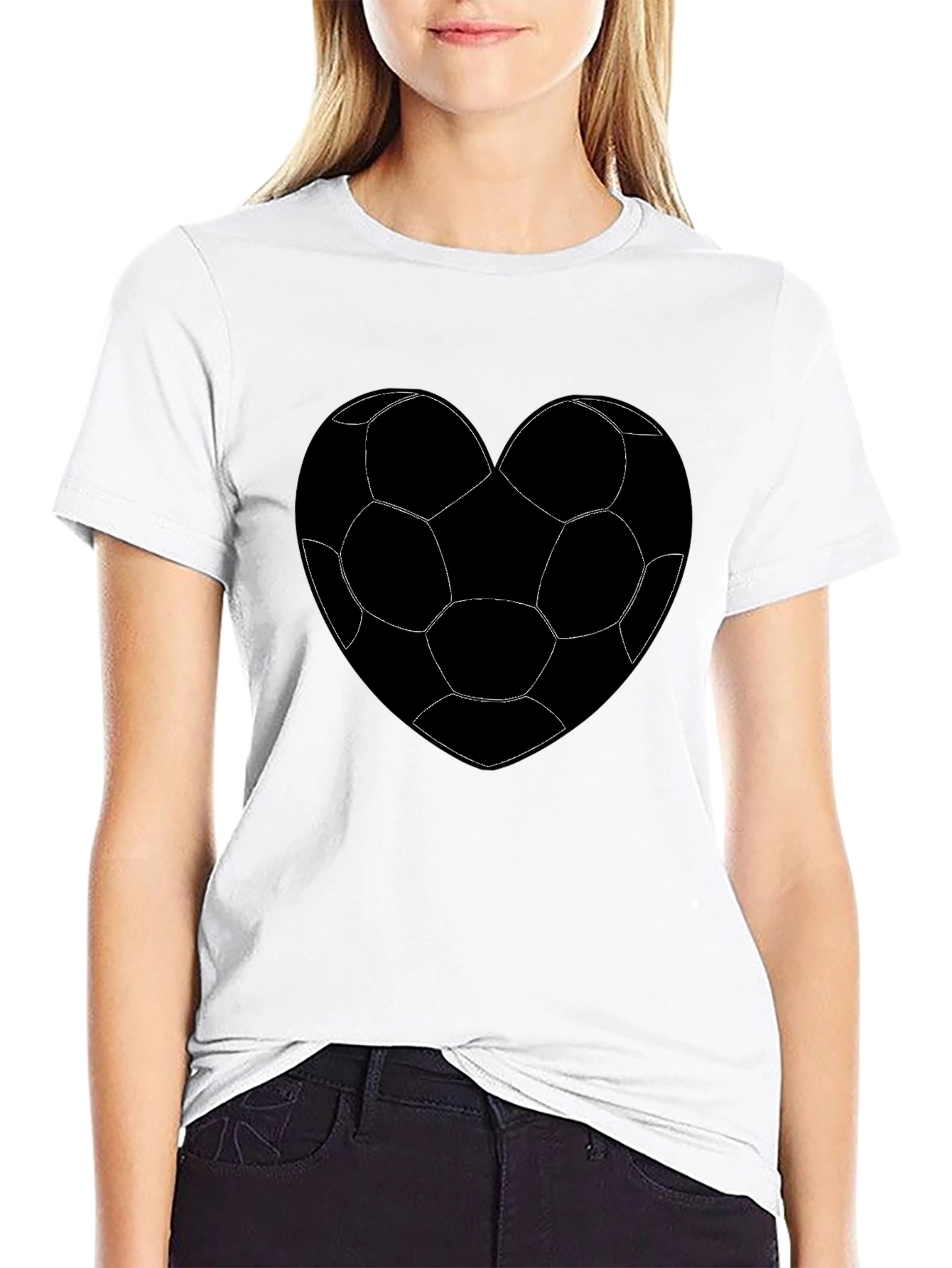 Soccer Heart Graphic T-Shirt - Black Cotton Tee