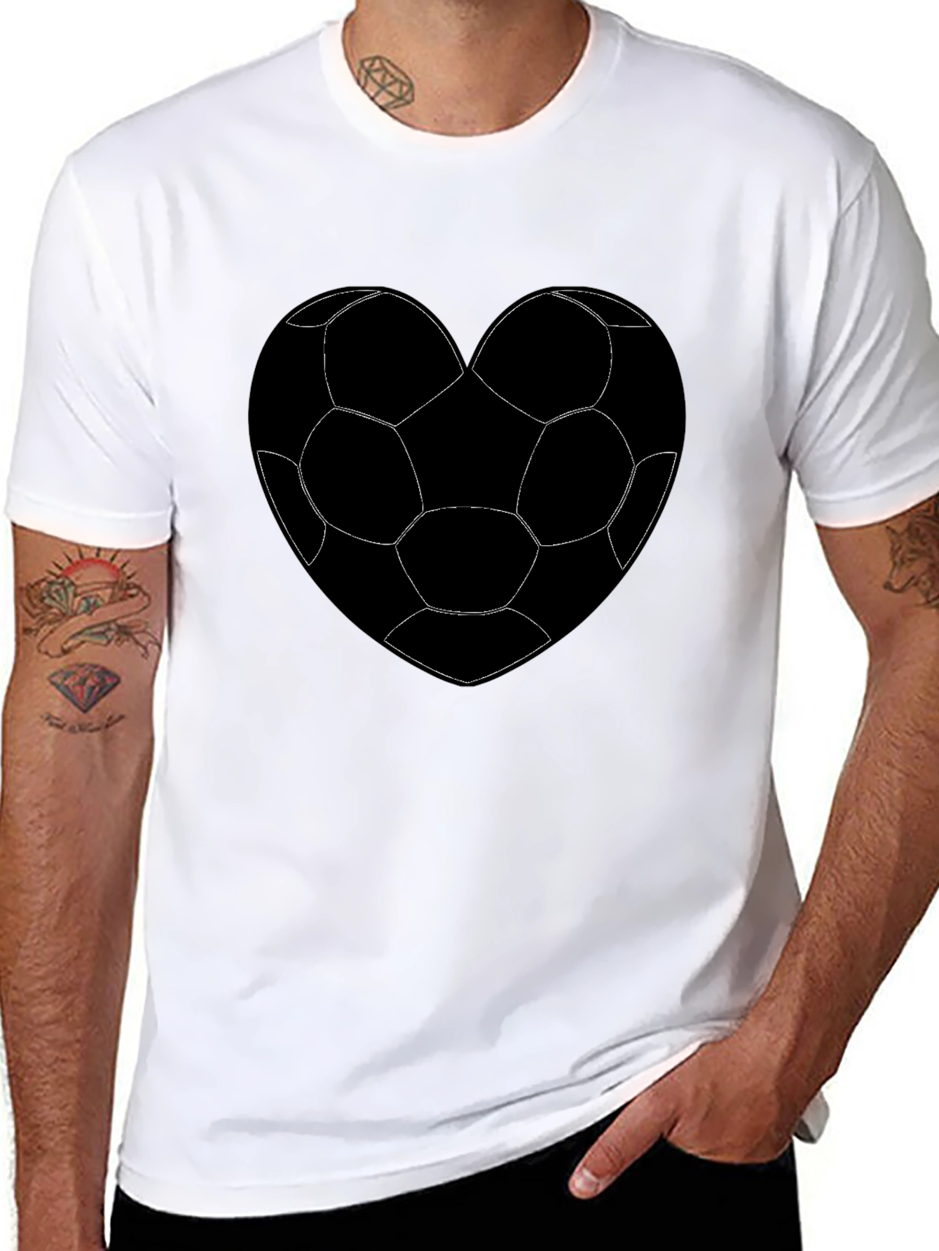 Soccer Heart Graphic T-Shirt - Black Cotton Tee