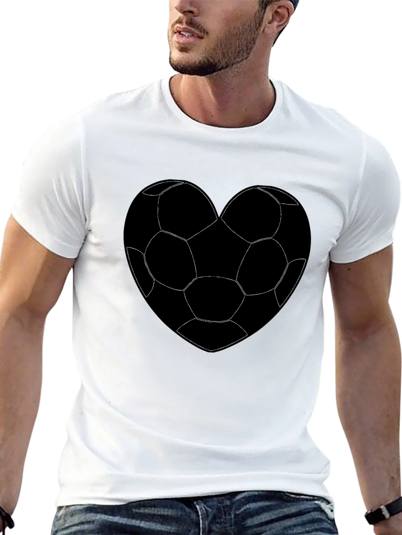Soccer Heart Graphic T-Shirt - Black Cotton Tee