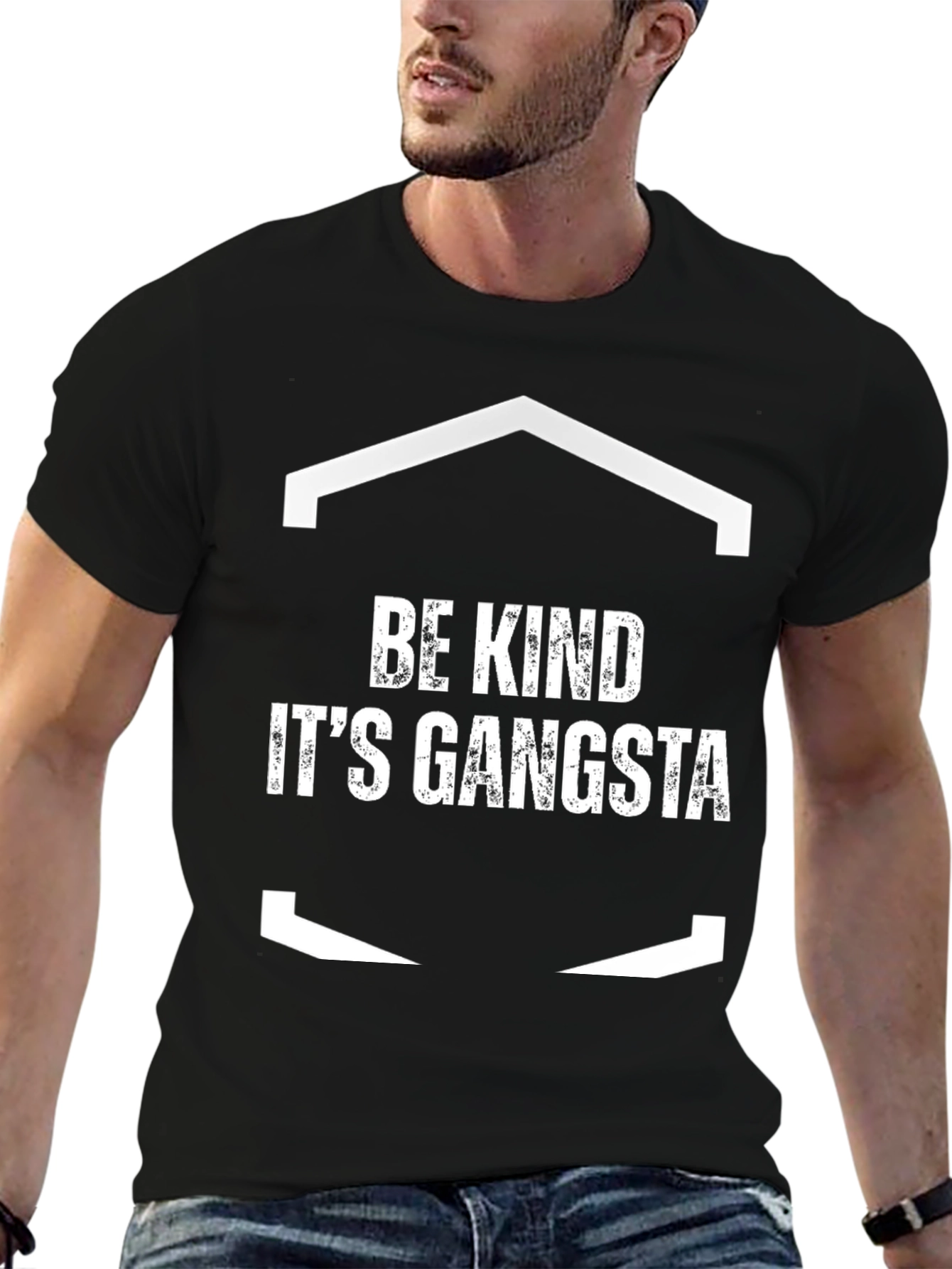 Be Kind Its Gangsta Black Graphic Tee