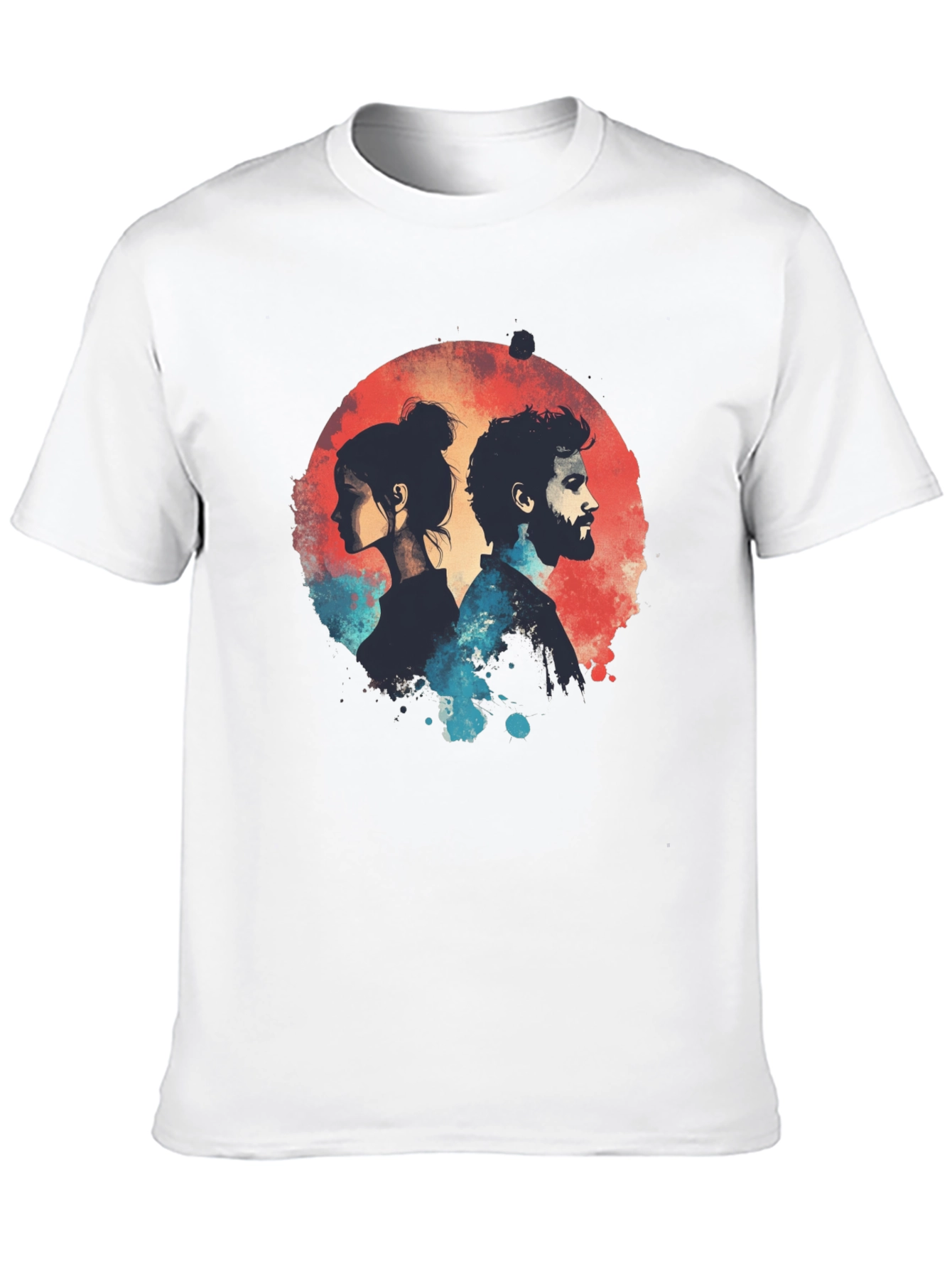 Abstract Couple Graphic Black T-Shirt