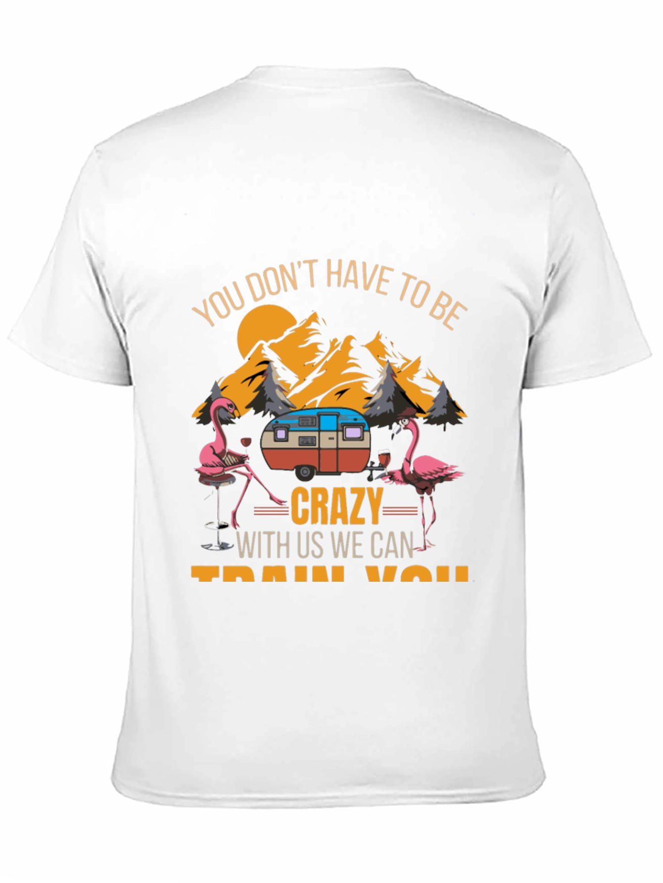 Crazy Flamingo Camping T-Shirt