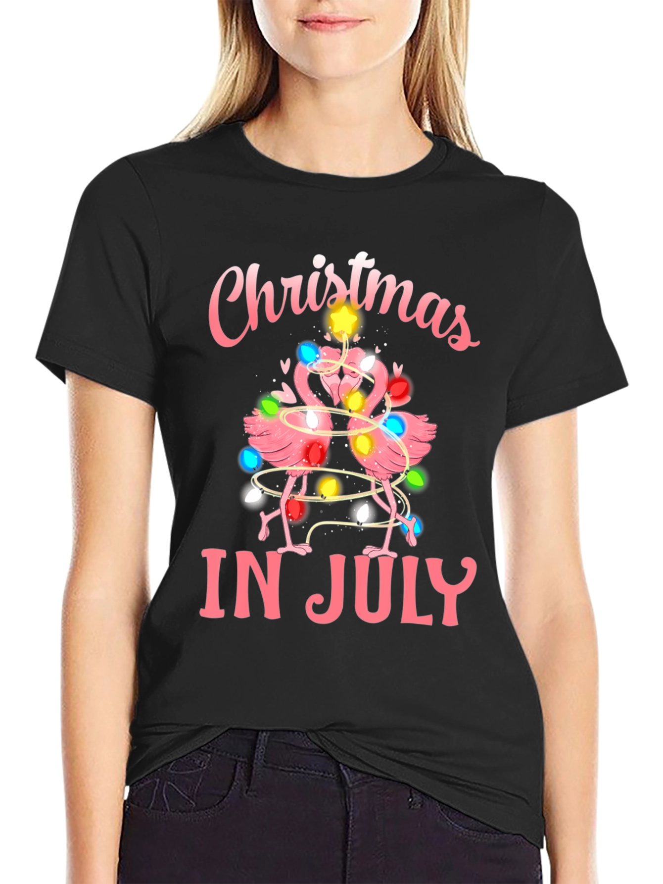 Christmas in July Flamingo T-Shirt