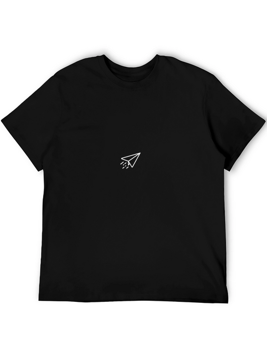 Minimalist Paper Plane Graphic Tee - Black