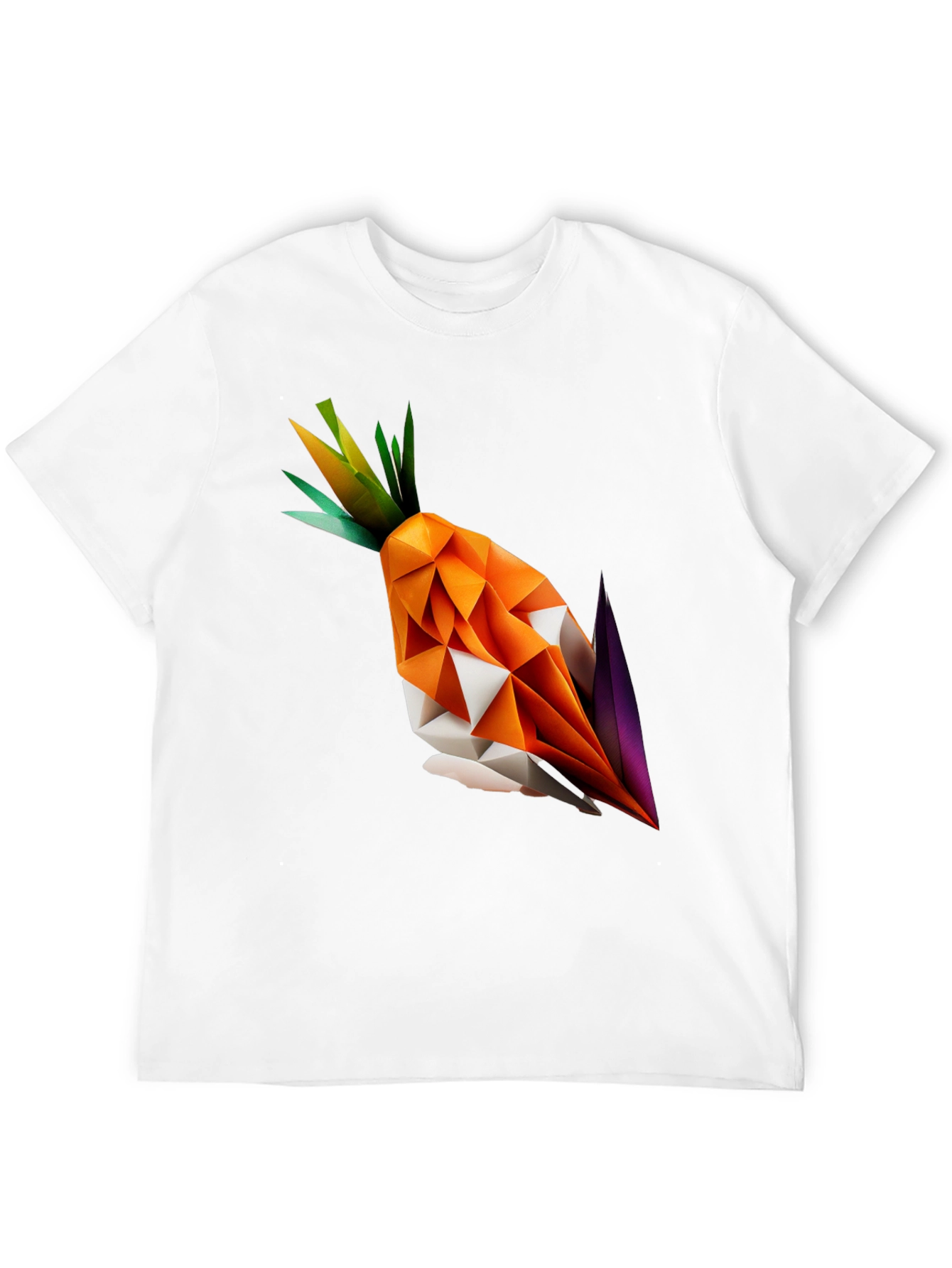 Geometric Origami Carrot Black T-Shirt