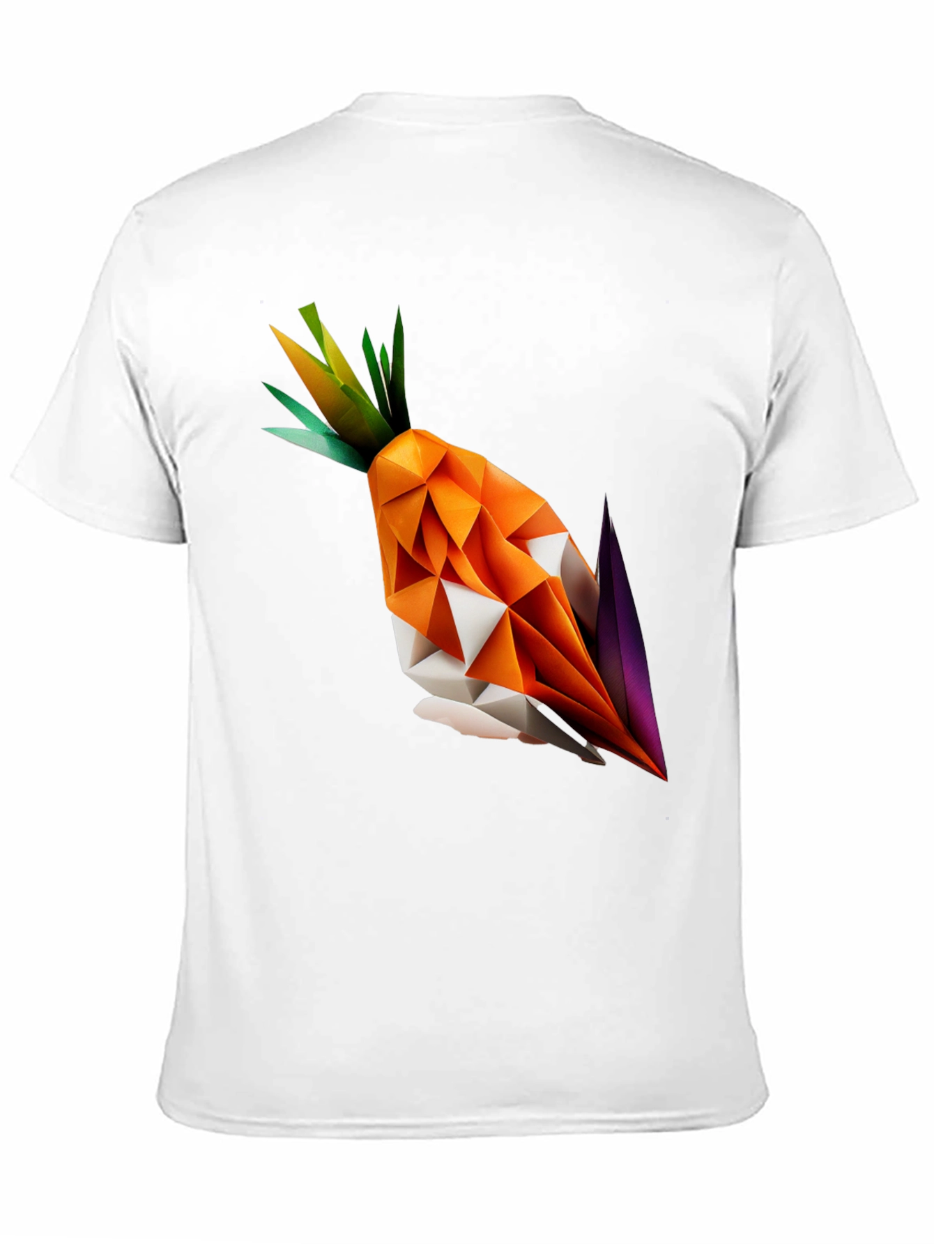 Geometric Origami Carrot Black T-Shirt