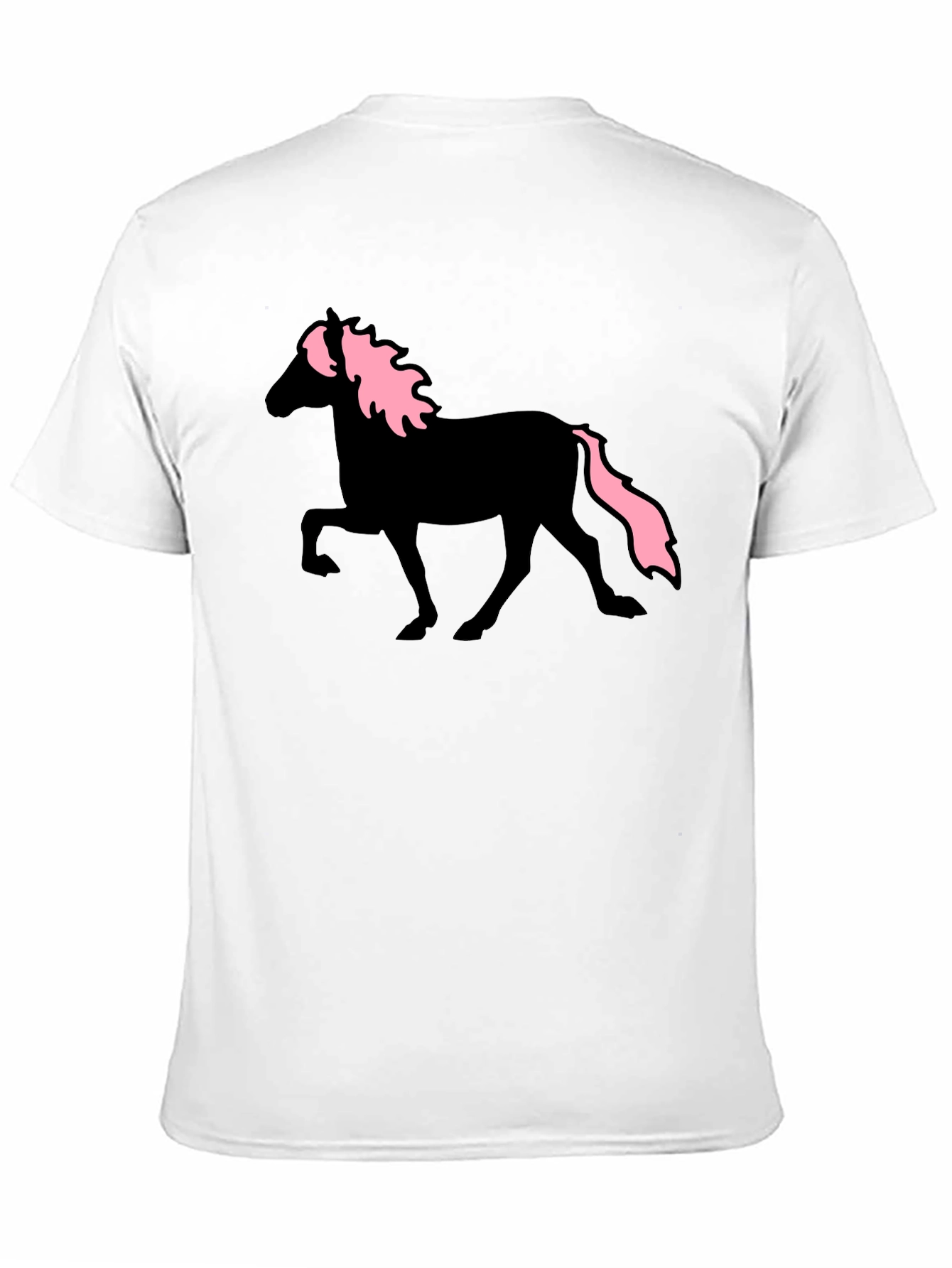 Black Horse T-Shirt with Pink Mane & Tail