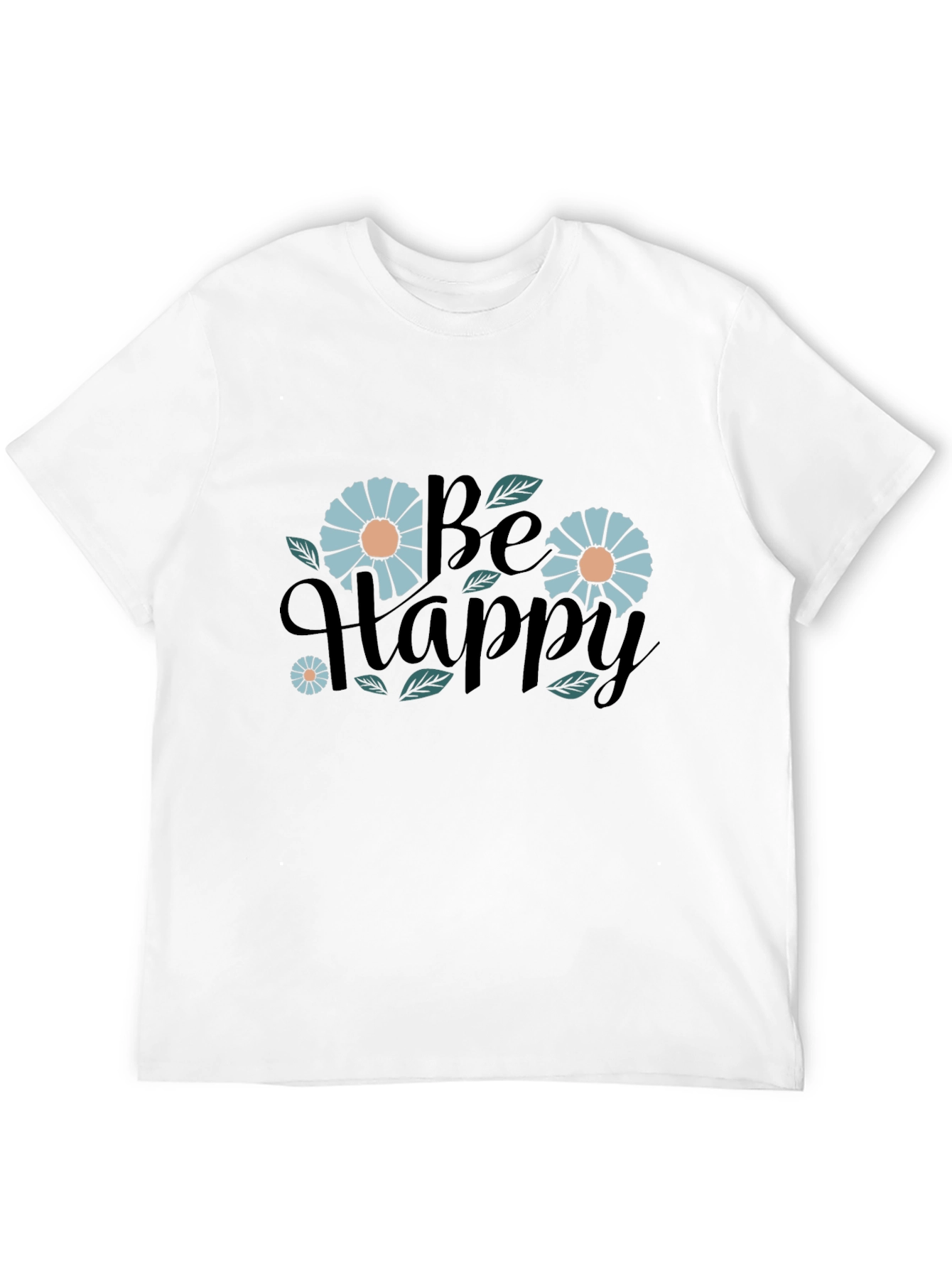 Be Happy Graphic Print Black T-Shirt
