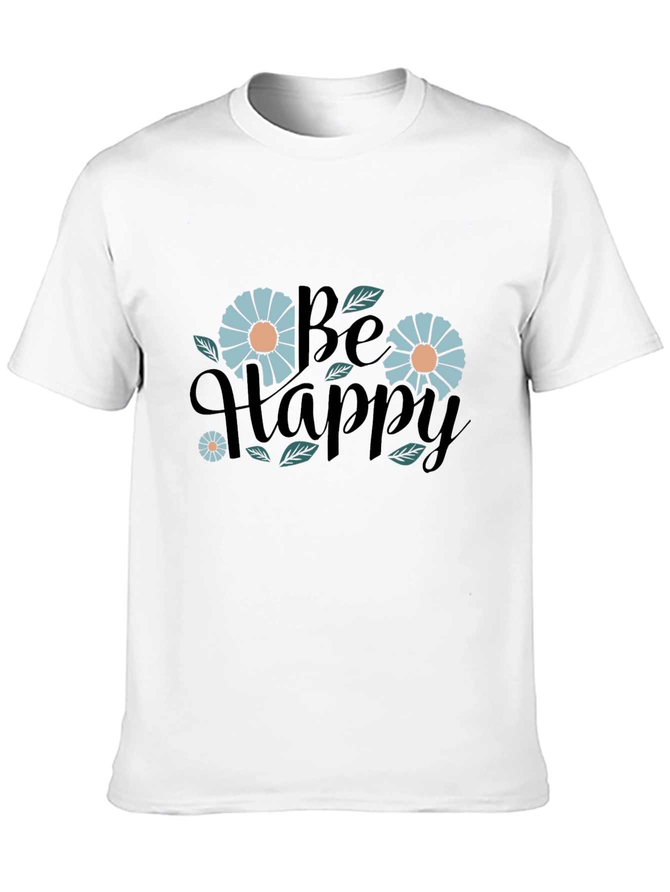 Be Happy Graphic Print Black T-Shirt