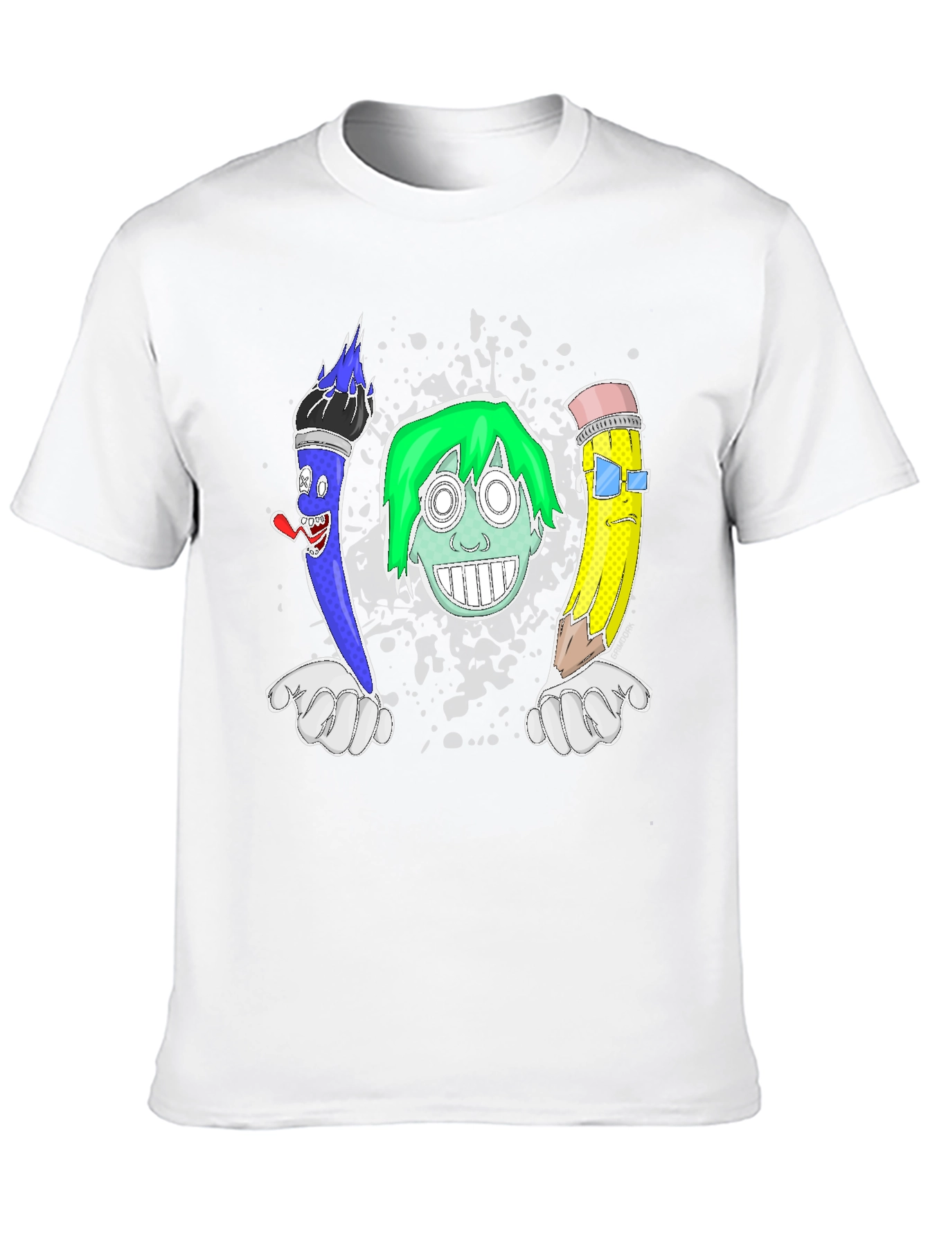 Funny Cartoon Art T-Shirt - Brush Face Pencil Design