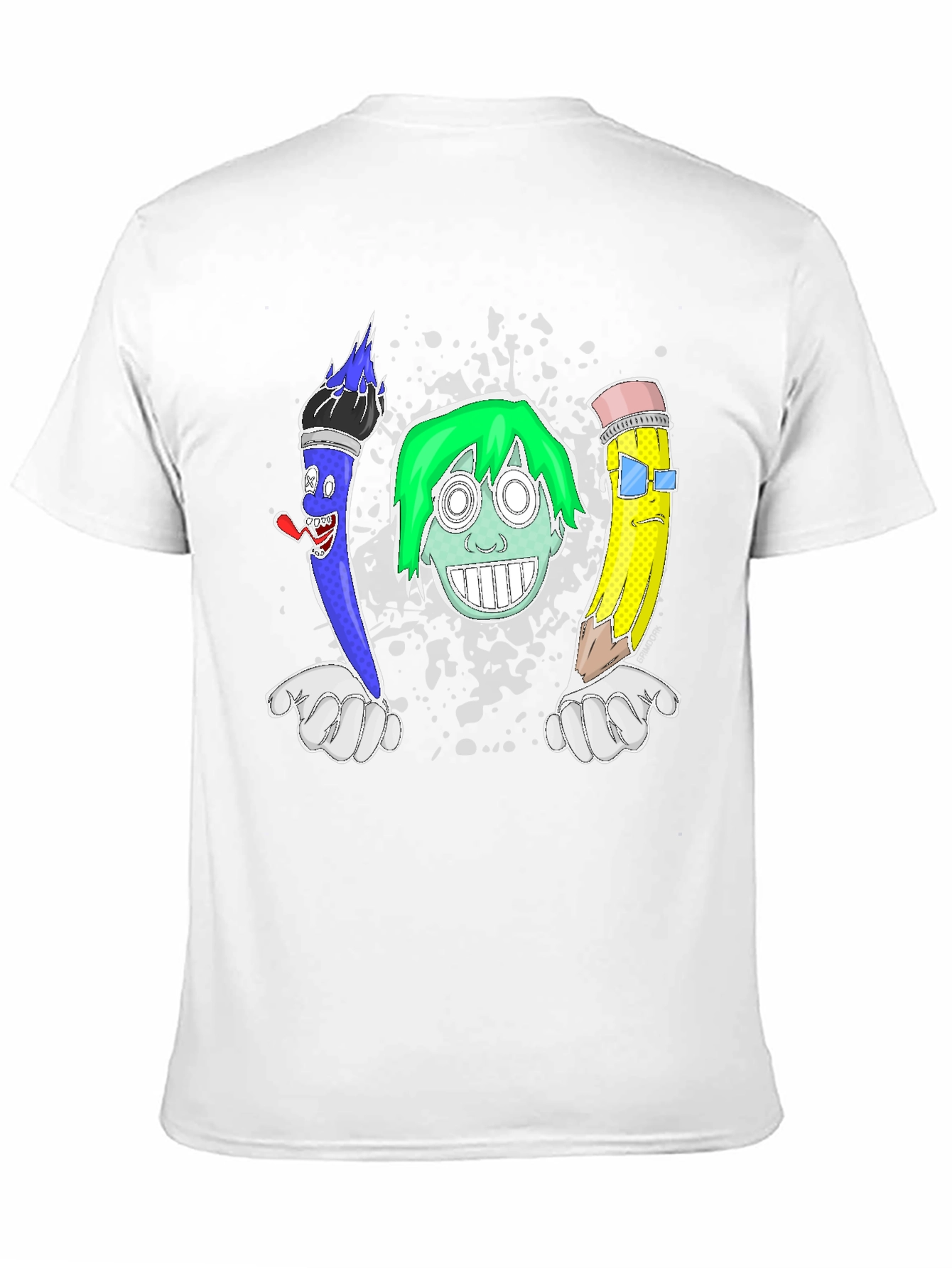 Funny Cartoon Art T-Shirt - Brush Face Pencil Design