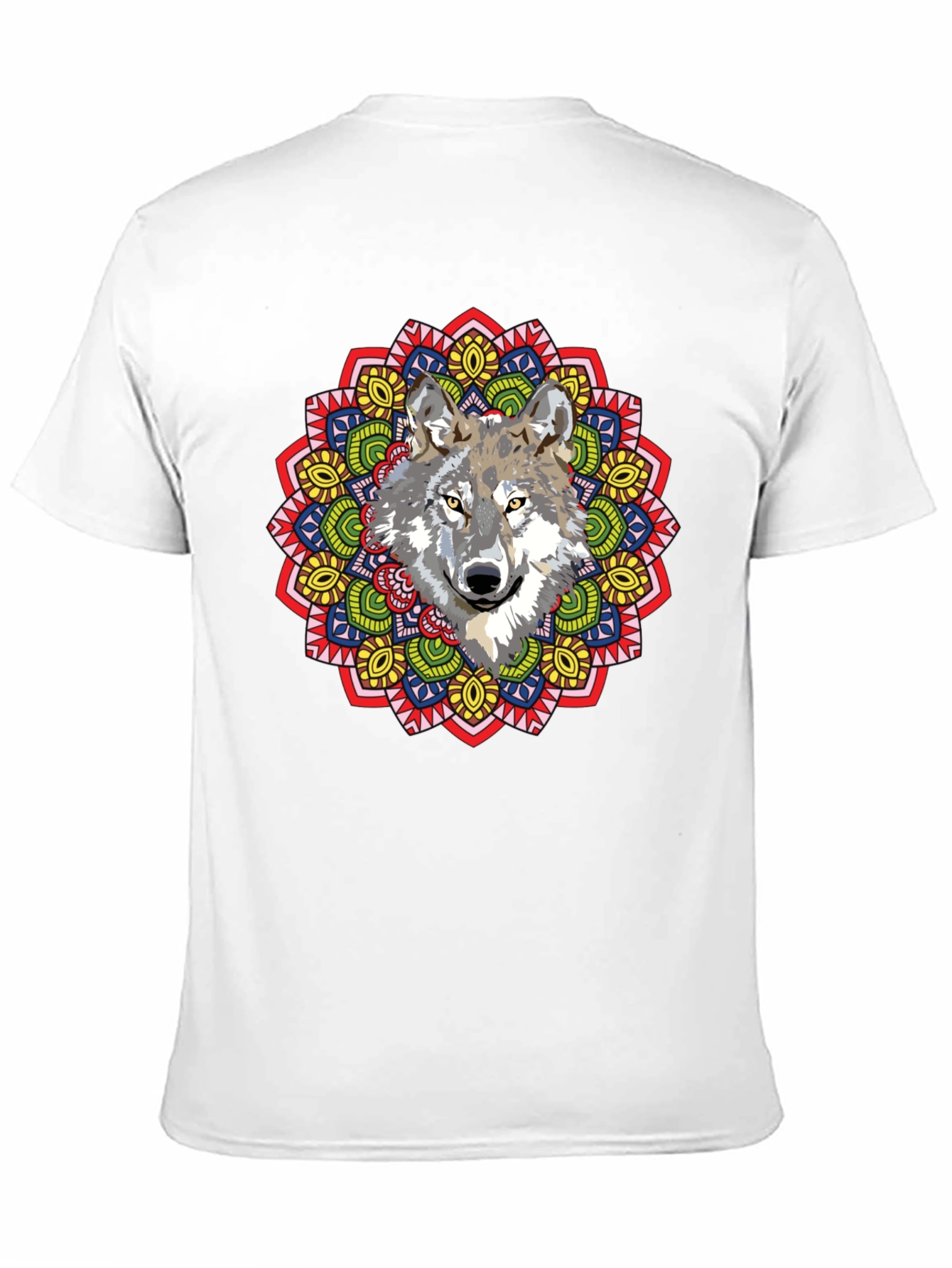 Wolf Mandala Graphic Print Black T-Shirt