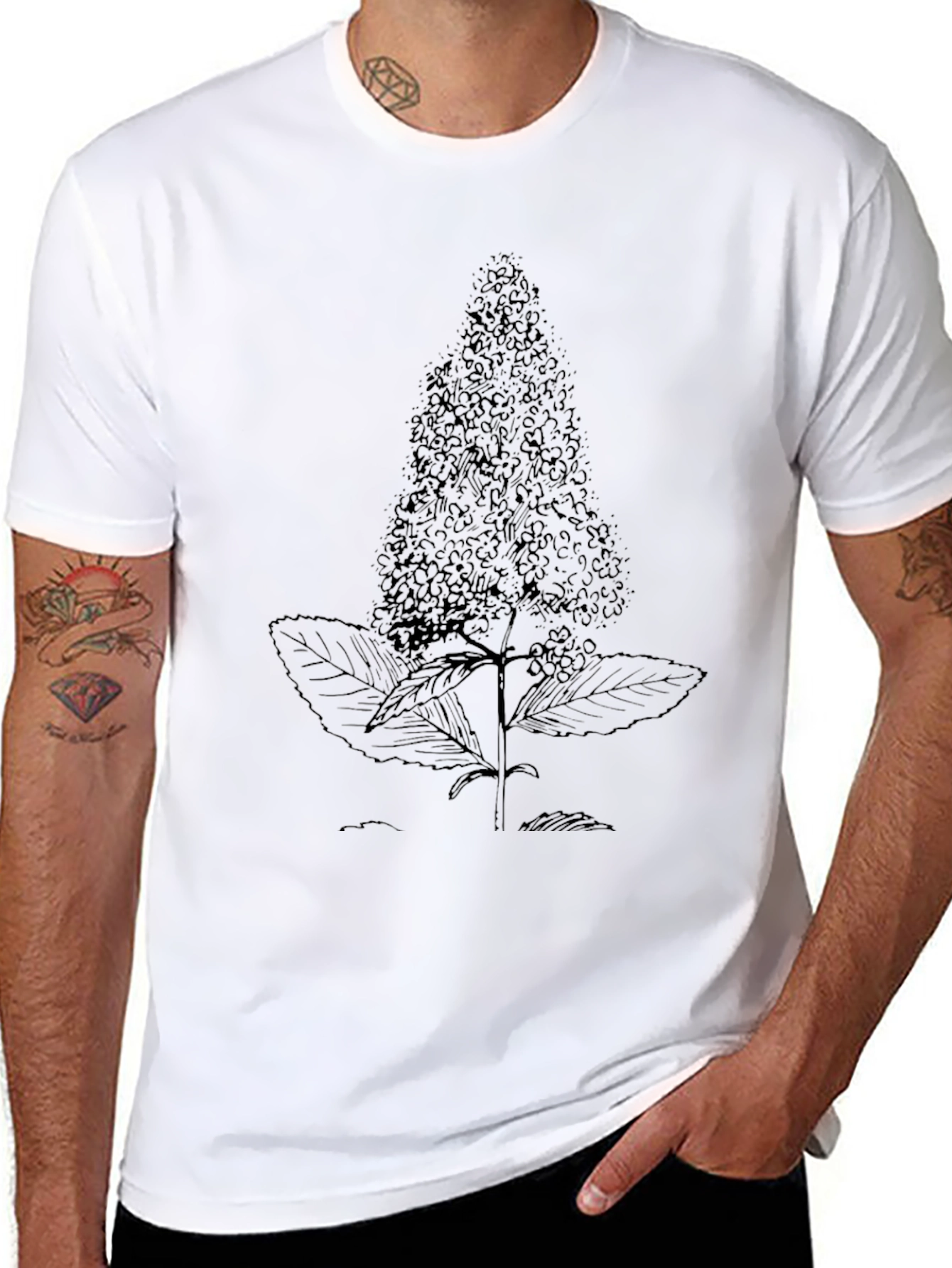Botanical Sketch Tee - Unisex Black Graphic T-Shirt