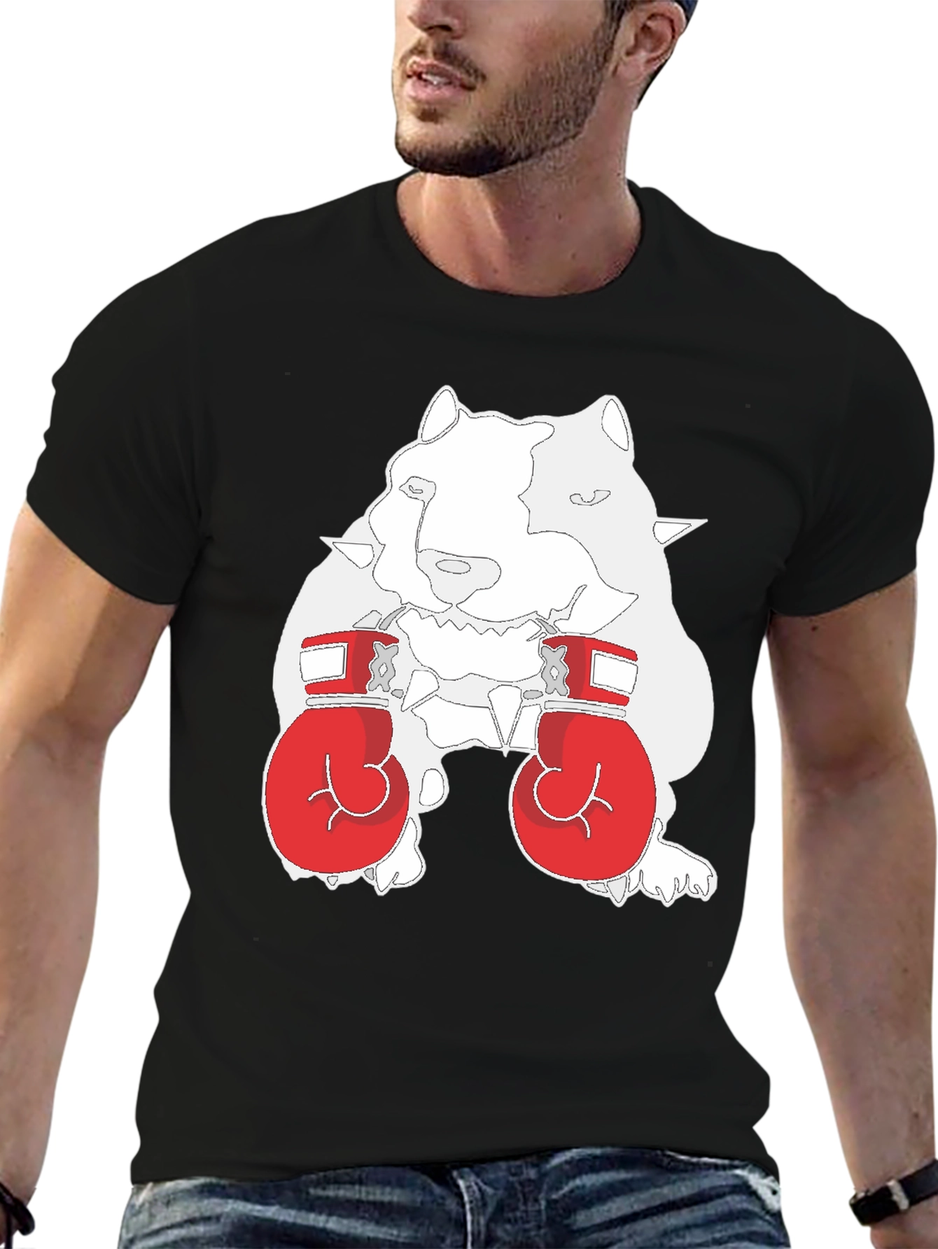 Dog Boxer Graphic Tee - Black Cotton T-Shirt
