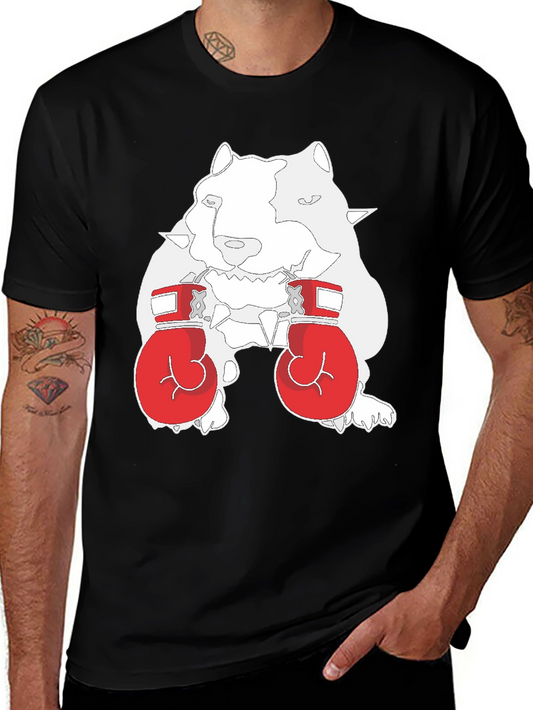 Dog Boxer Graphic Tee - Black Cotton T-Shirt