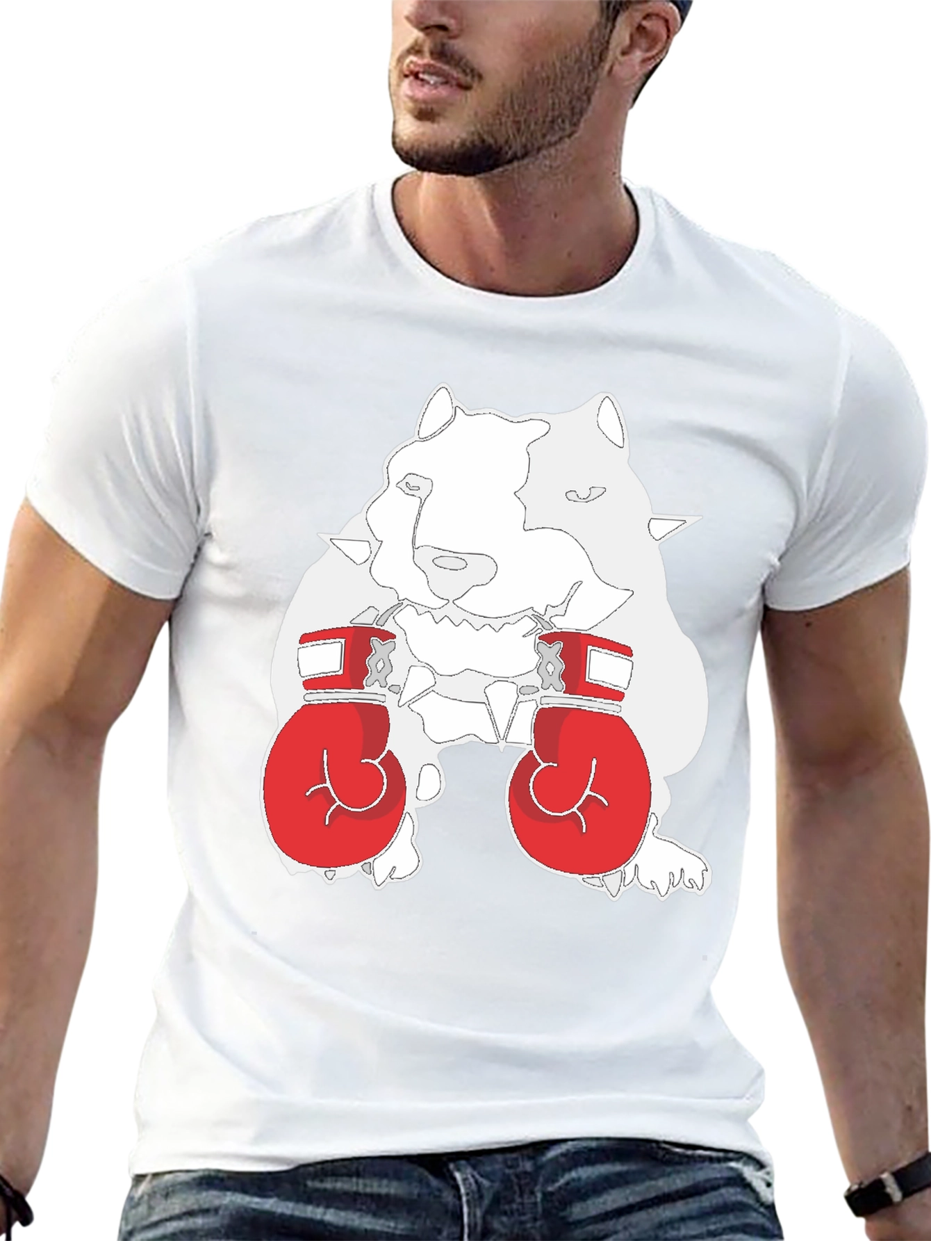 Dog Boxer Graphic Tee - Black Cotton T-Shirt