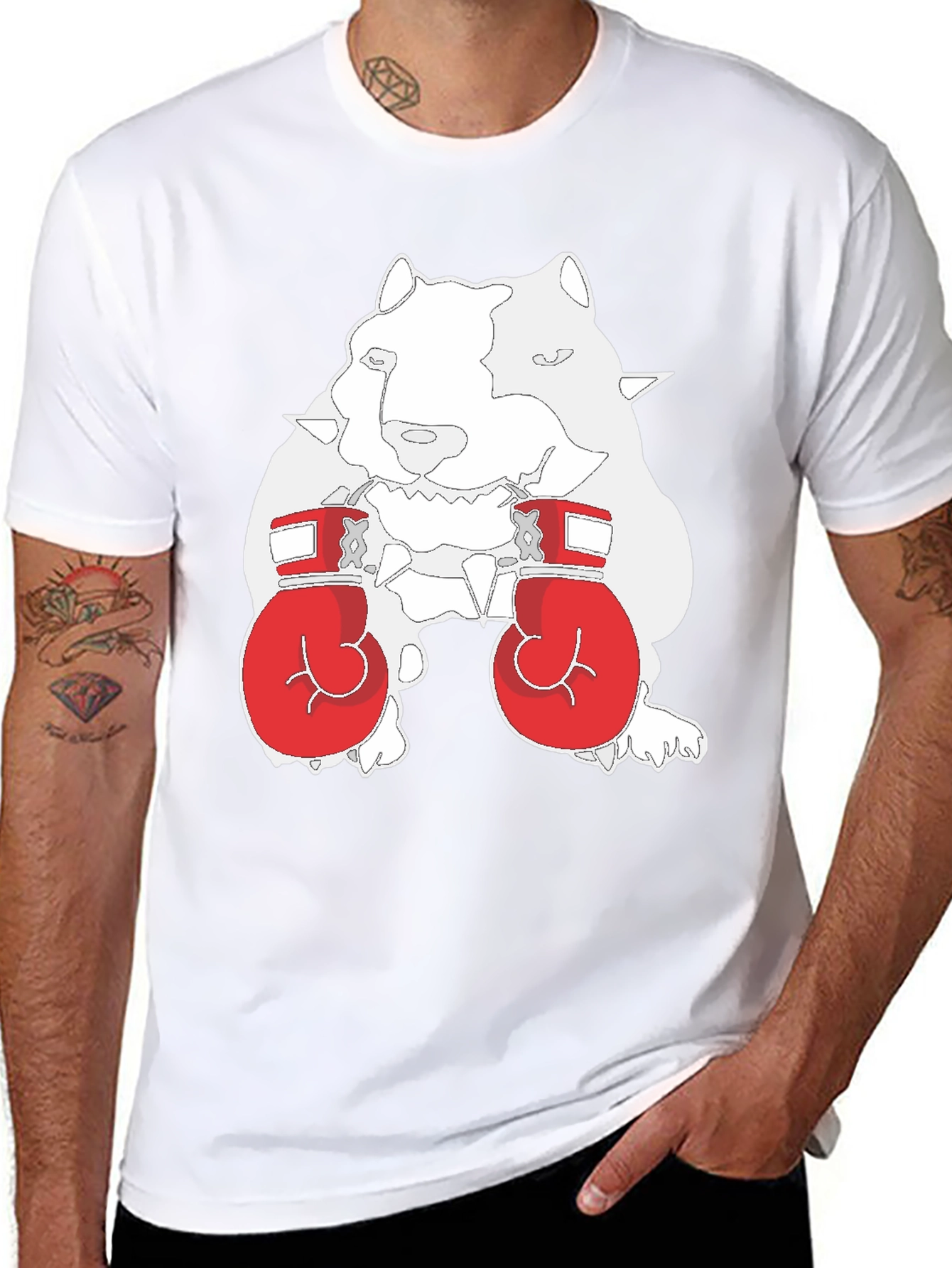 Dog Boxer Graphic Tee - Black Cotton T-Shirt